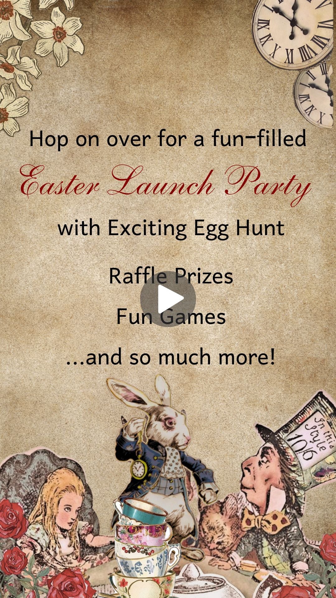 Alice in Wonderland Easter Party Animated Video Invitation | Canva Template | Instant Download