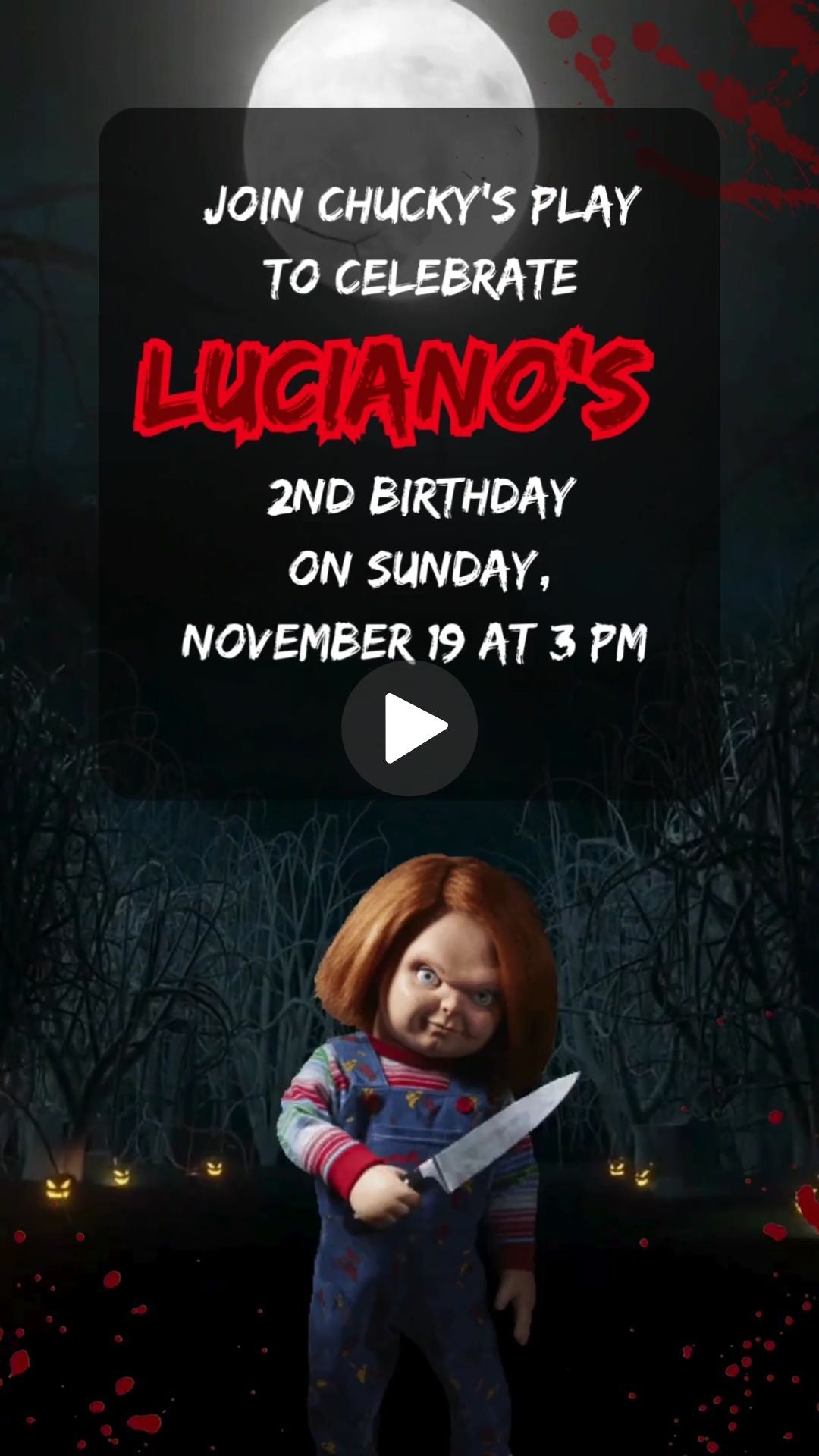 Child’s Play Halloween Birthday Animated Video Invitation | Canva Template | Instant Download