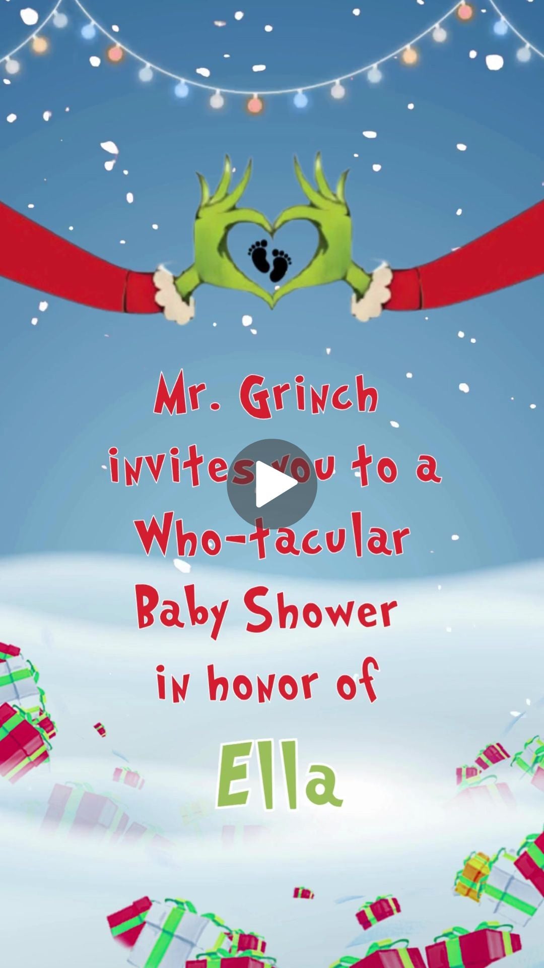 Grinchmas Baby Shower Video Invitation - Holiday Themed Celebration Invite