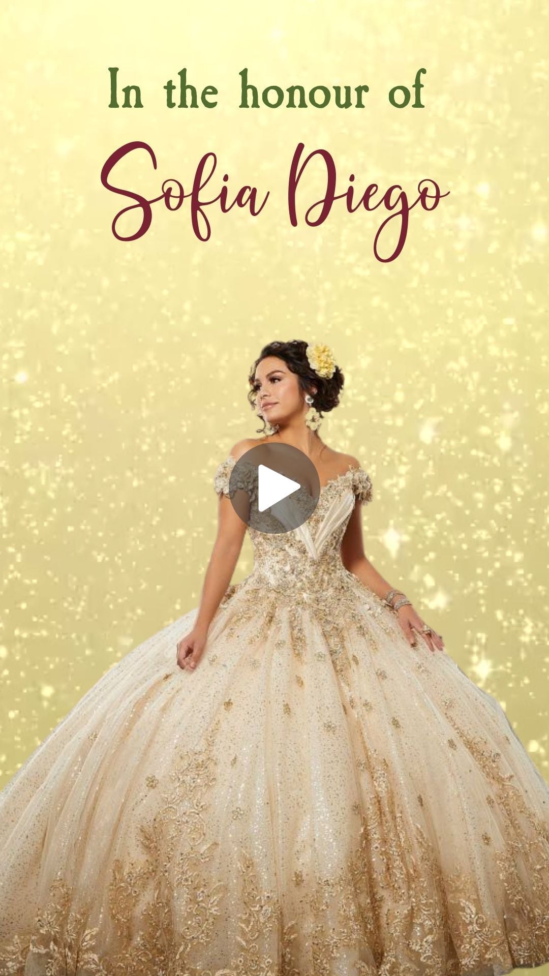 Quinceañera Video Invitation - Gold &amp; Burgundy Quinceañera Theme Invite