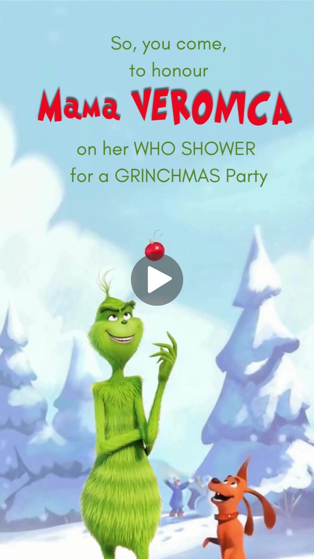 Grinchmas Baby Shower Animated Video Invitation | Canva Template | Instant Download