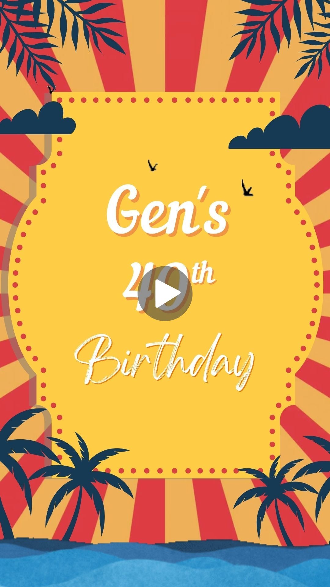 Summer Night Party Video Invitation - Summer Birthday Beach Party Invite