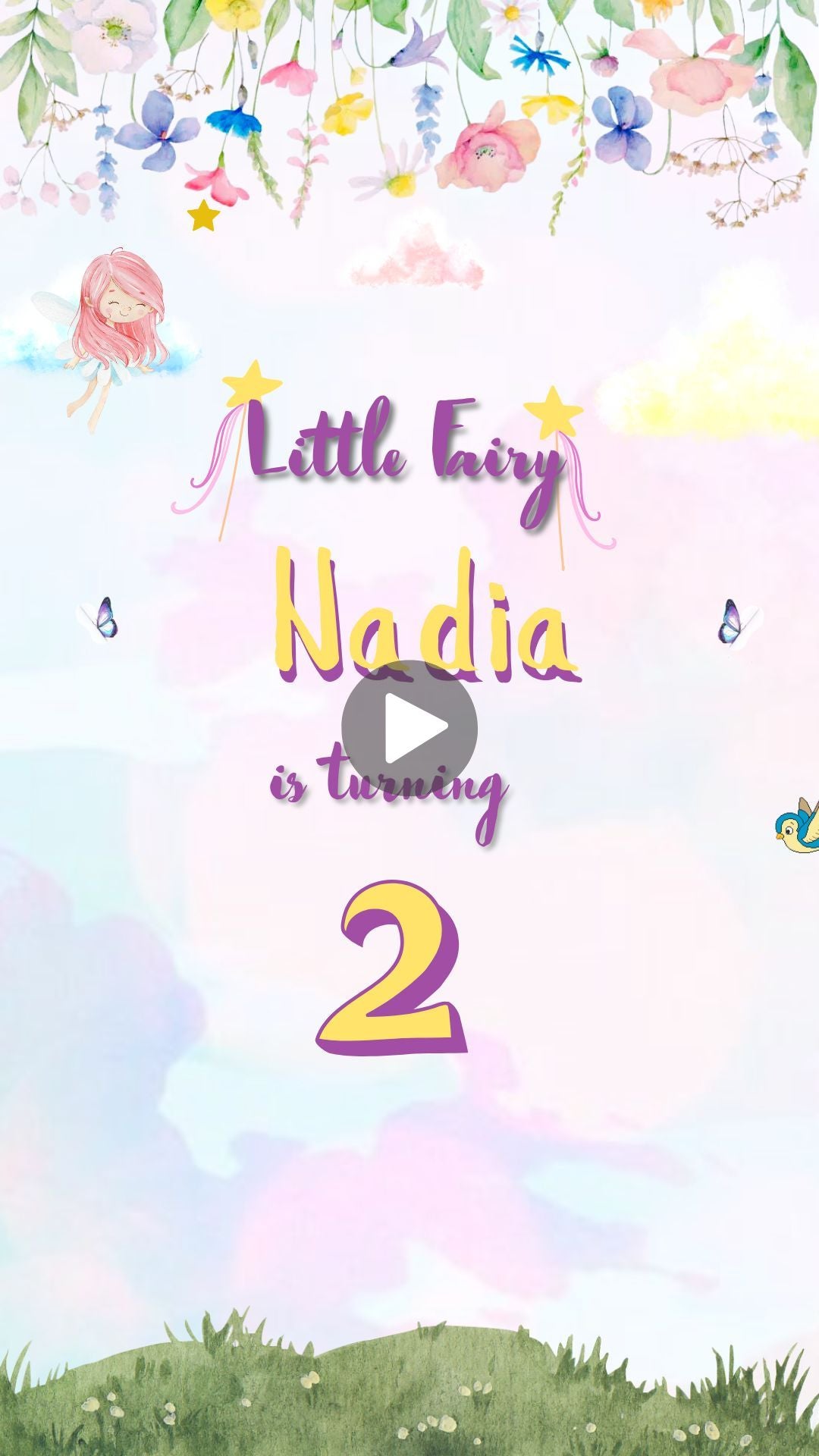 Woodland Fairy Birthday Video Invitation - Woodland Fairy Theme Birthday Party Invite