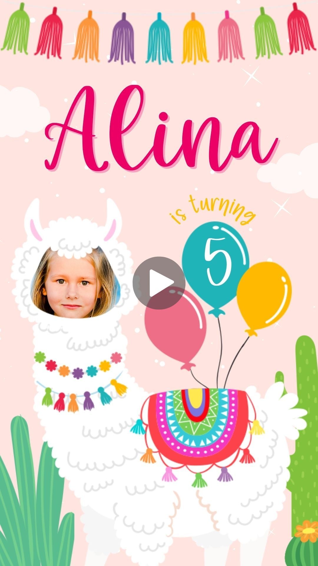 Llamazing Llama Birthday Invitation - Whole Llama Fun Video Invite