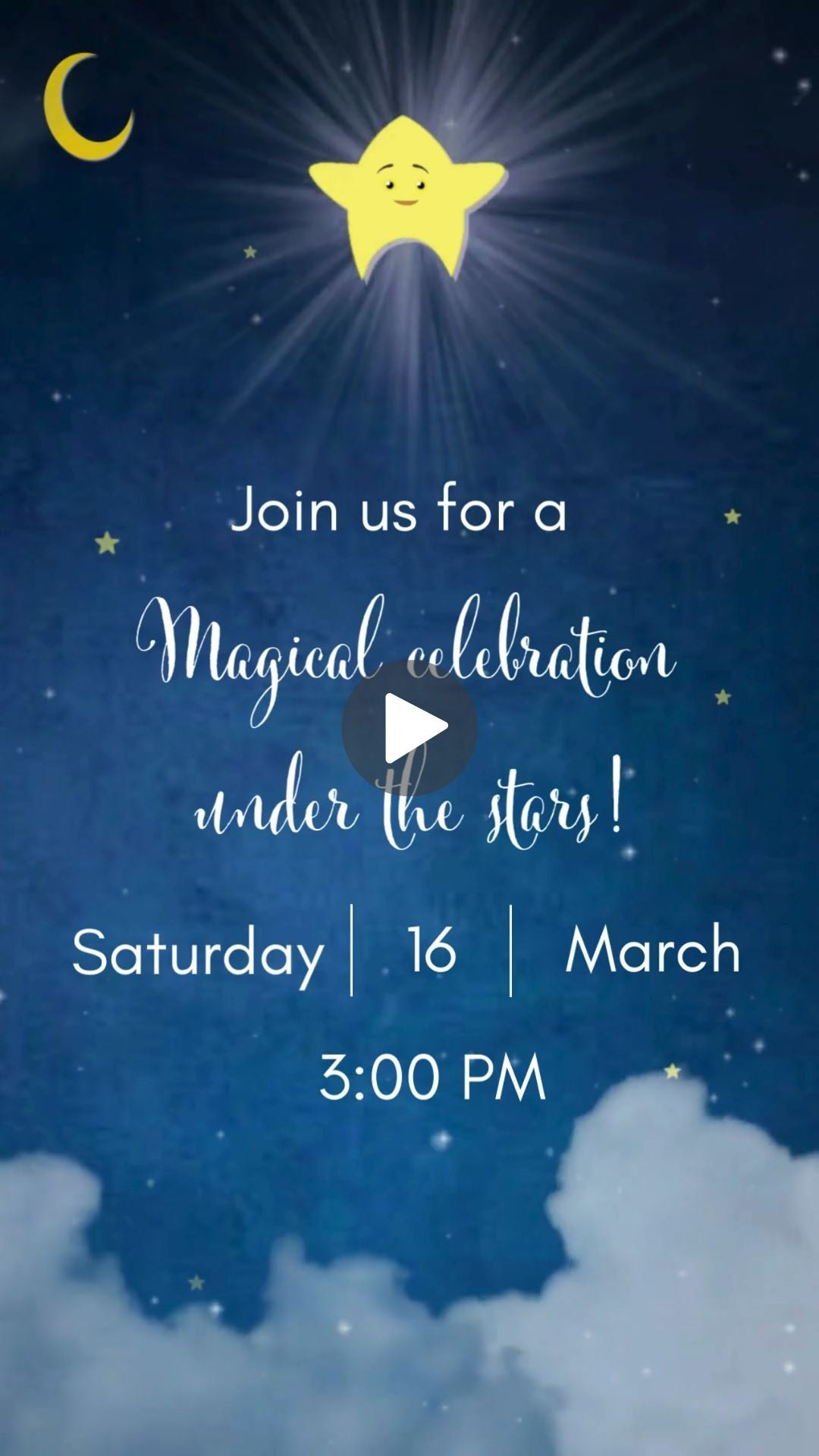 Twinkle Twinkle Little Star Birthday Animated Video Invitation | Canva Template | Instant Download