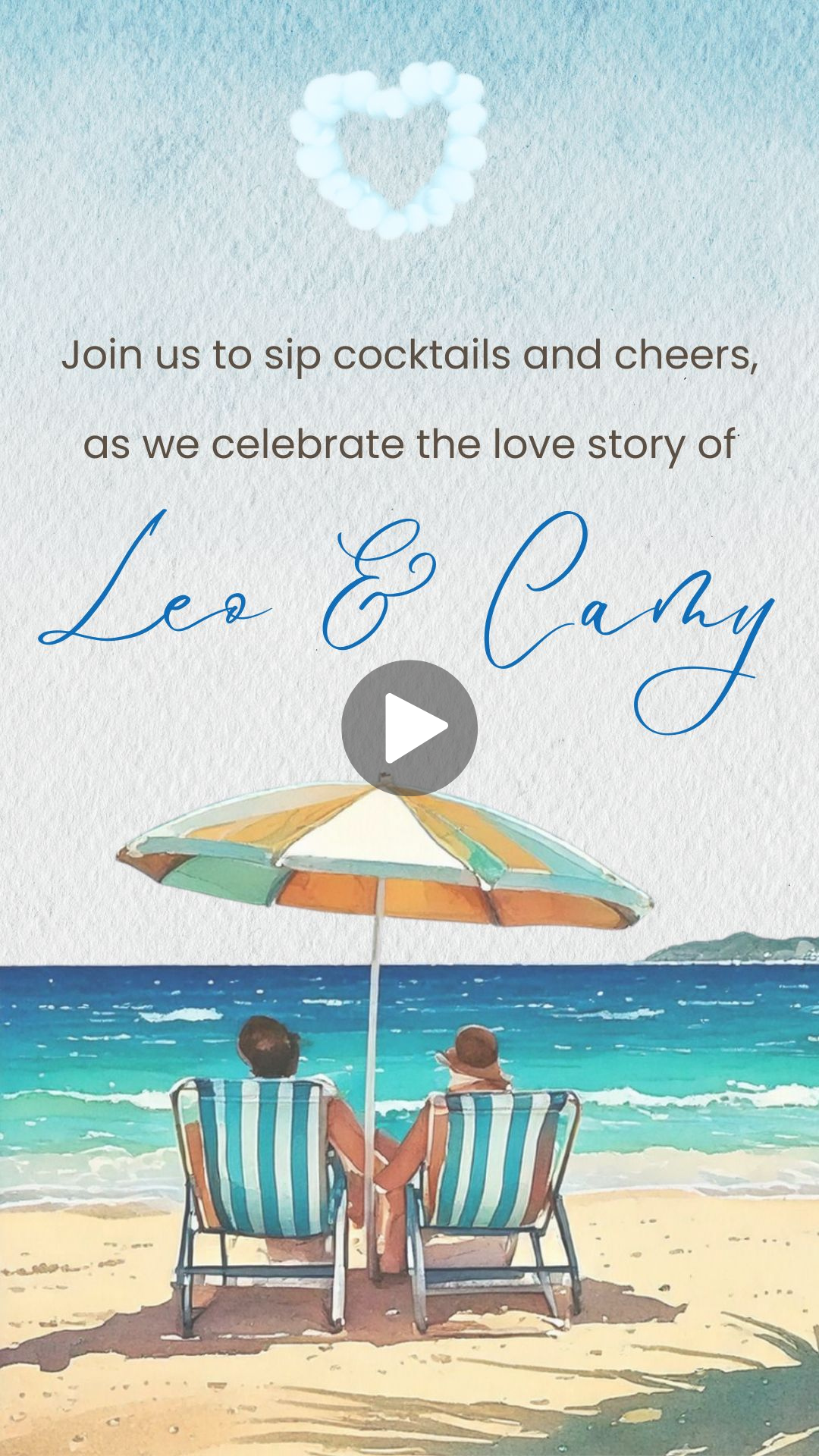 Beach Anniversary/Vow renewal Video Invitation - Anniversary &amp; Vow Renewal Animated Beach Invite