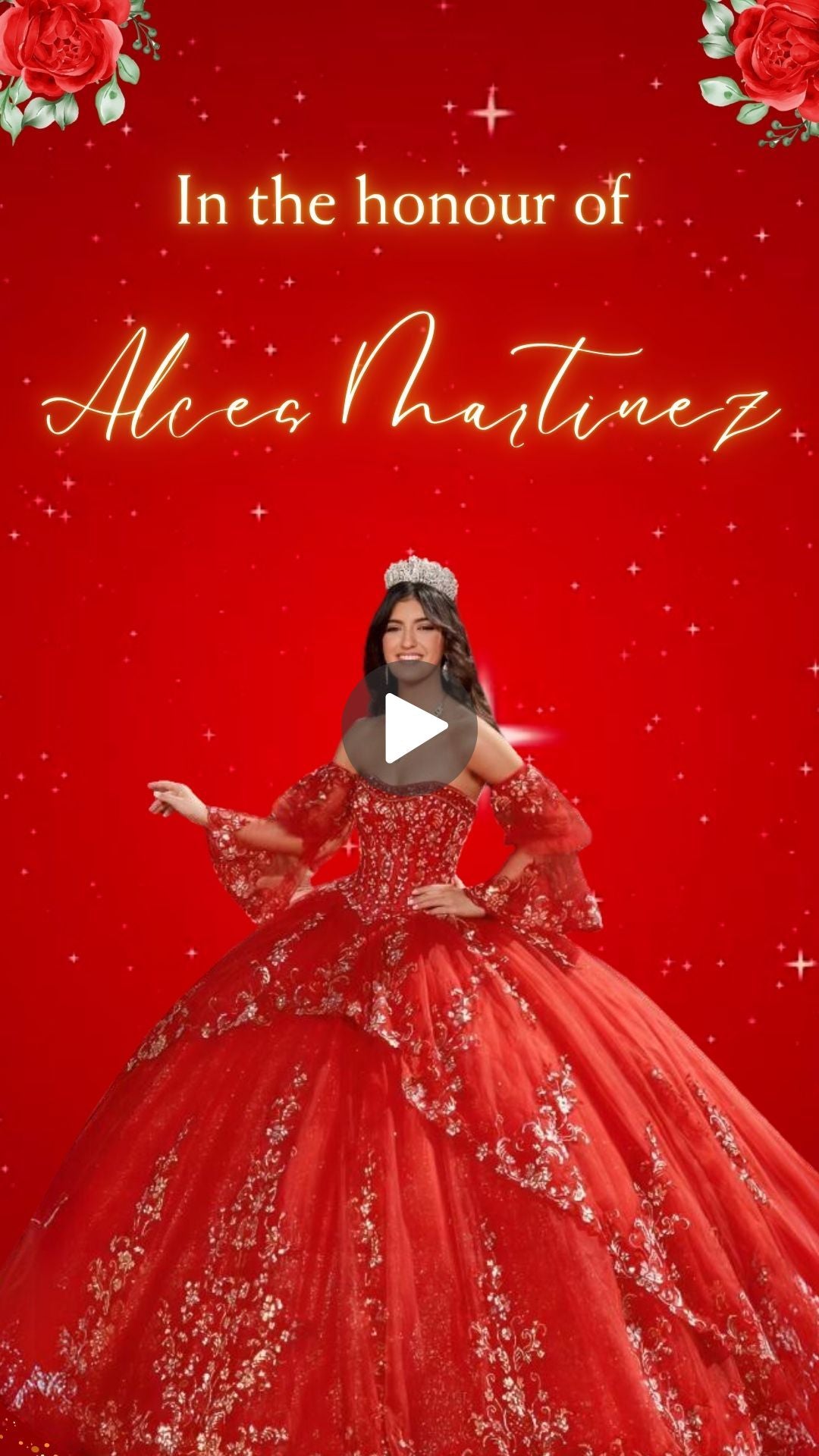 Red Quinceanera Video Invitation - Red Quinceanera Theme Birthday Party Invite