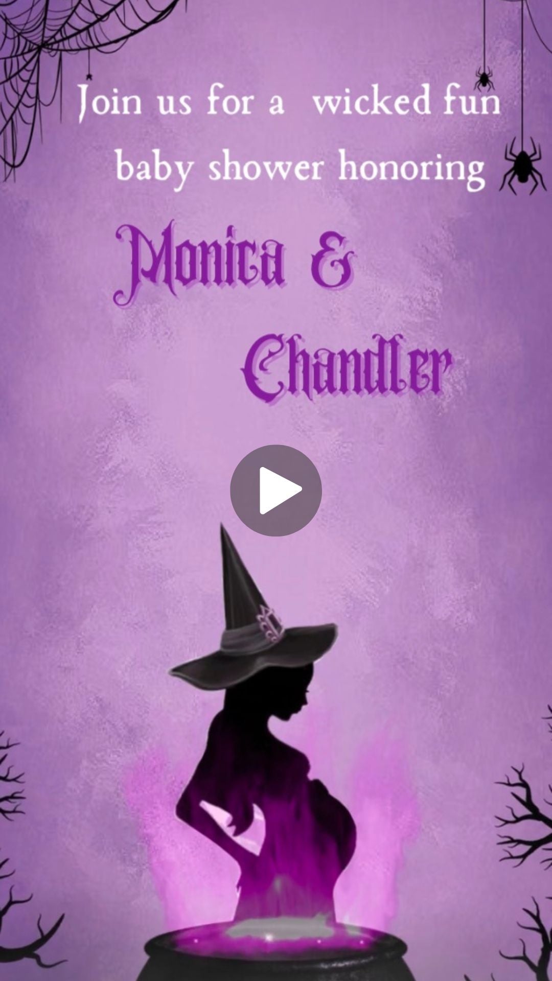 Purple Halloween Baby Shower Animated Video Invitation | Canva Template | Instant Download