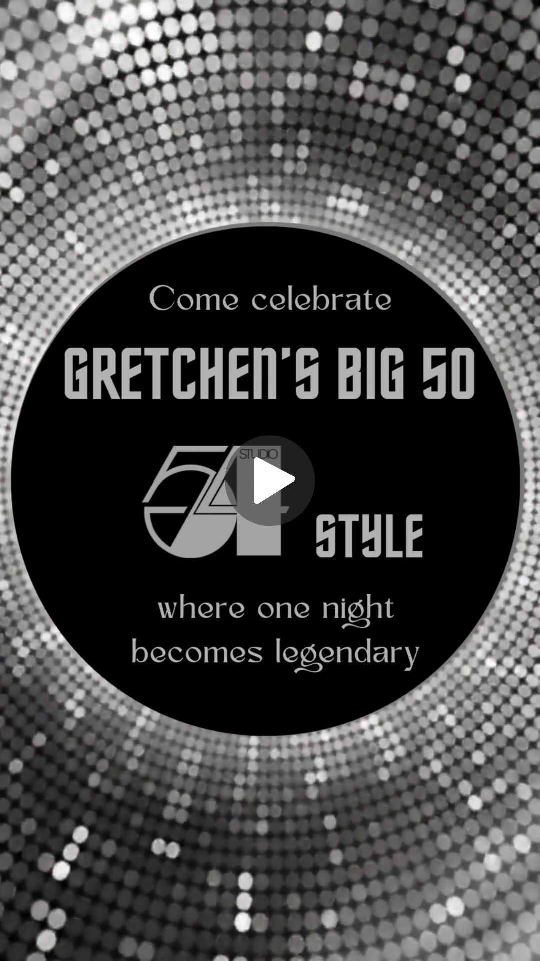 Silver Disco Party Digital Video Invitation - Studio 54 Inspired Birthday &amp; Event Invite