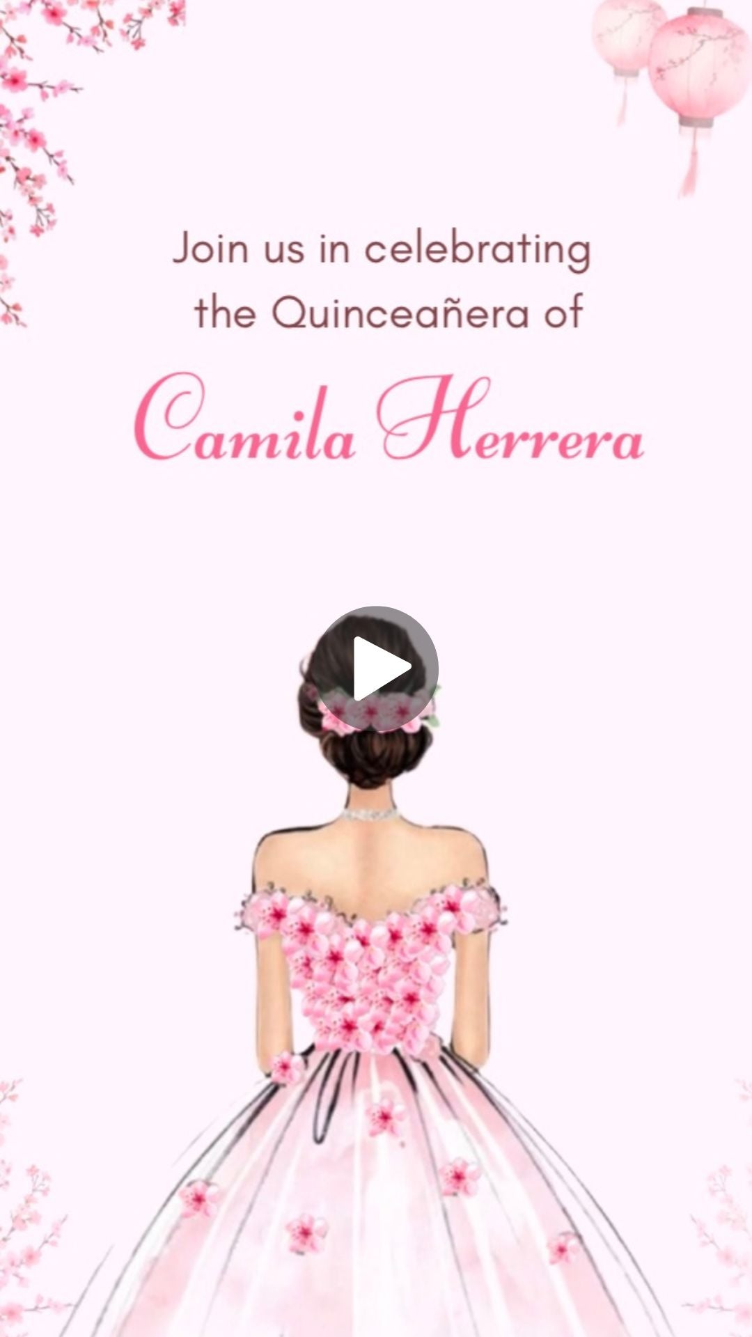Cherry Blossom Quinceañera Invitation | Animated Canva Video Template | Instant Download