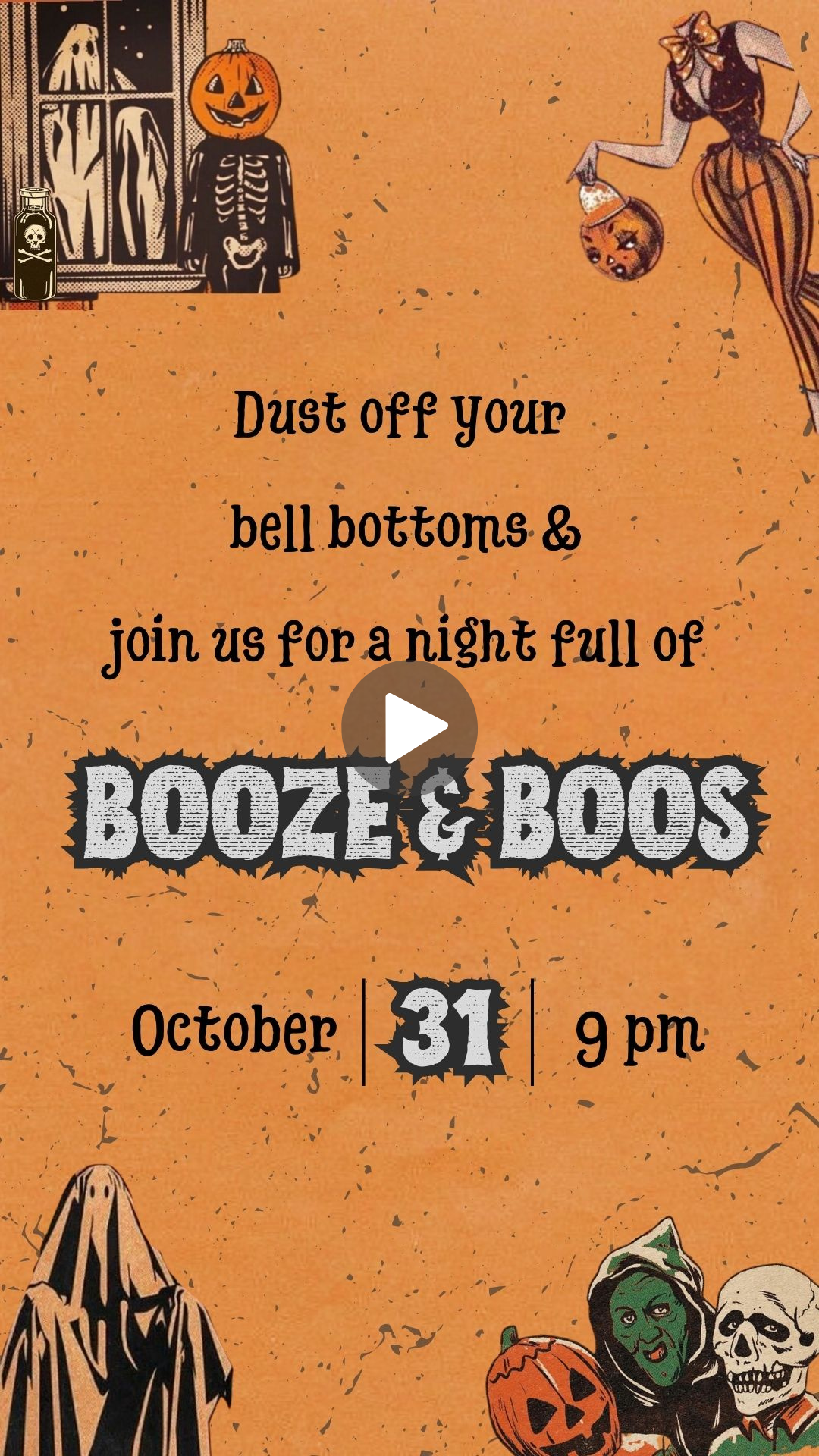 Retro Halloween Birthday Animated Video Invitation | Canva Template | Instant Download