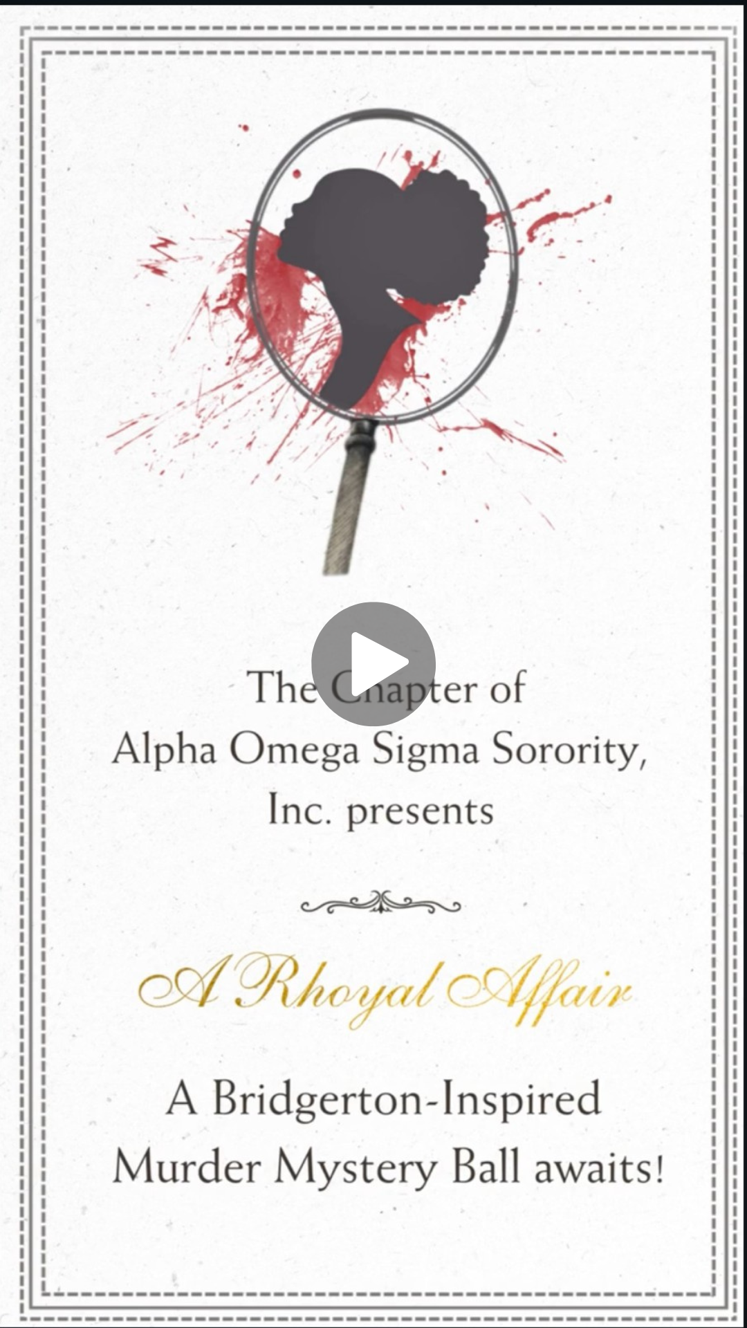 Bridgerton Murder Mystery Fundraising Video Invitation - Elegant Bridgerton Theme Murder Mystery Party Invite