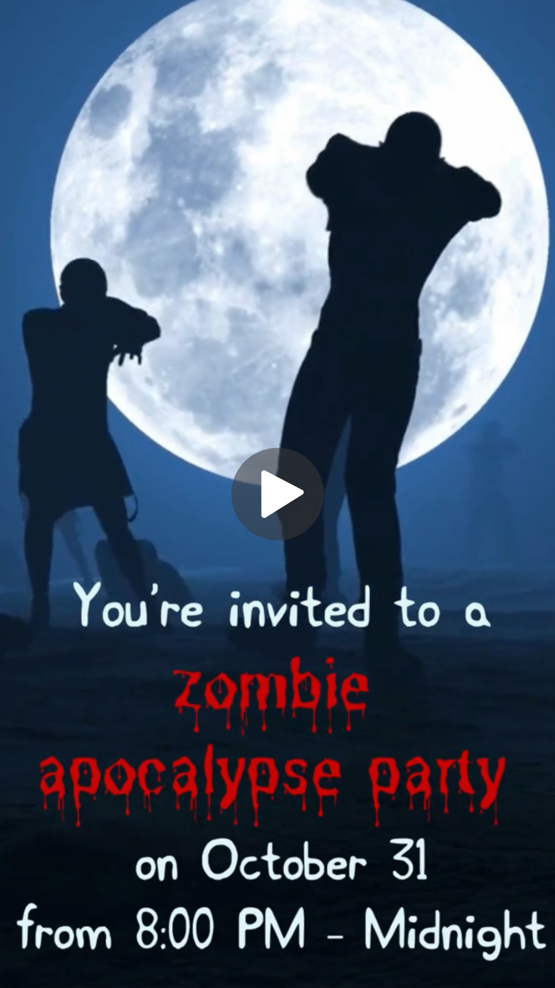 Zombie Apocalypse Birthday Animated Video Invitation | Canva Template | Instant Download