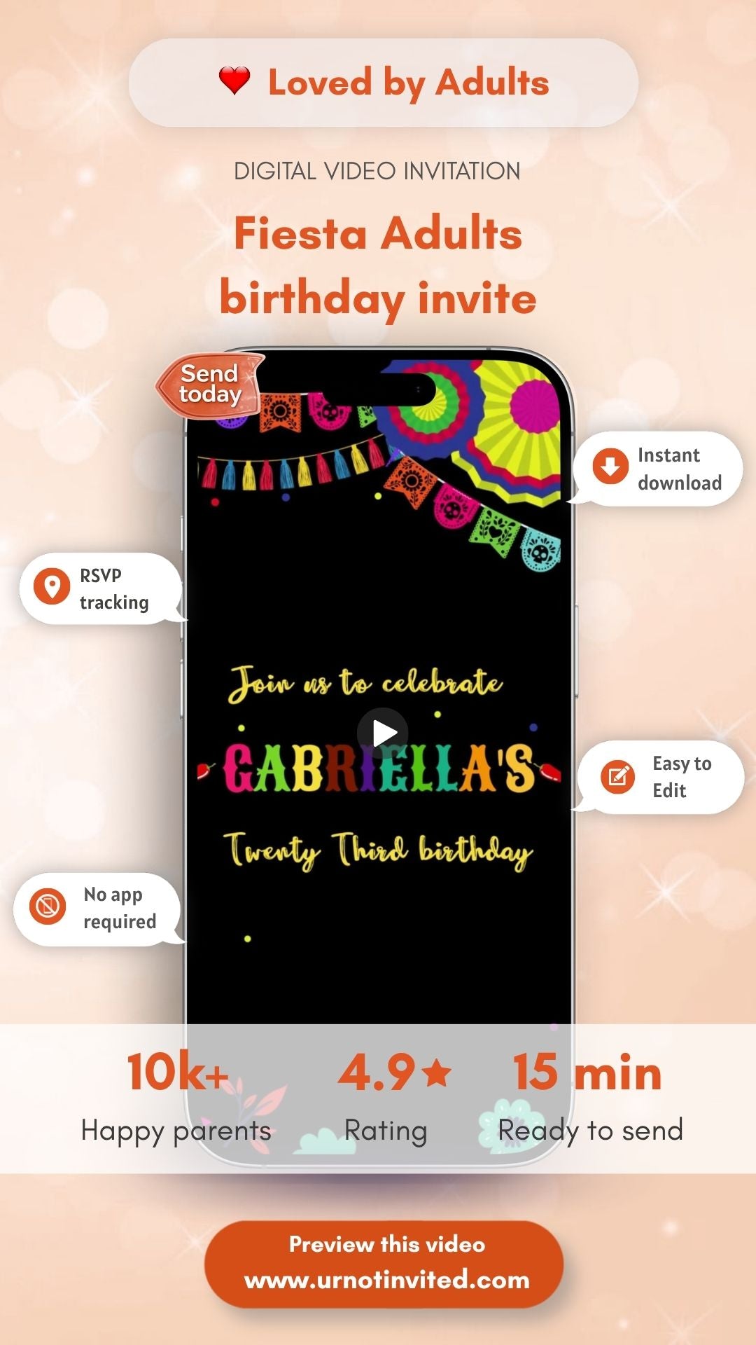 Fiesta Adult Birthday Invitation – Mexican Party Cinco de Mayo Digital Invite Template | canva template | instant download