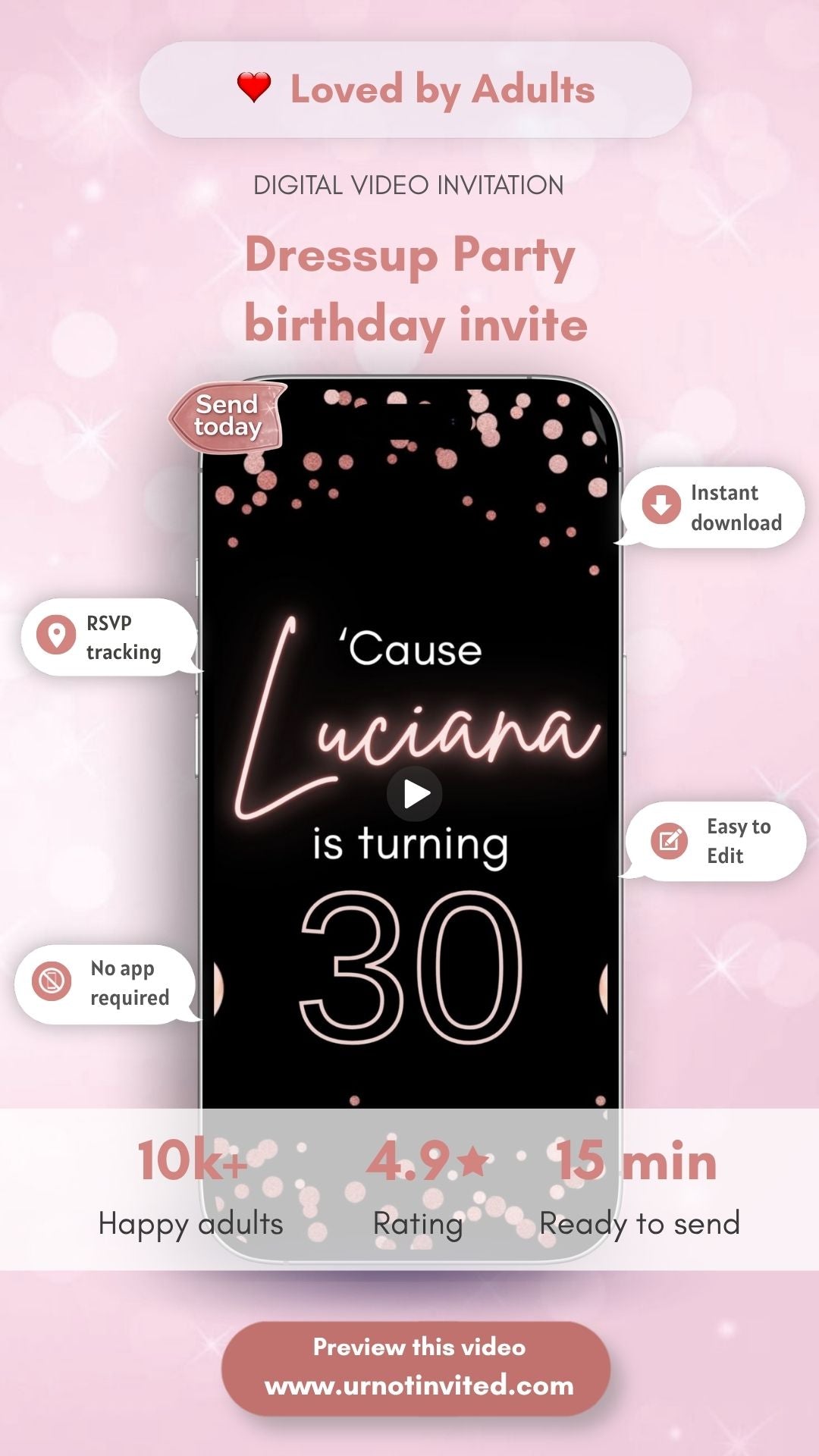 Dress Up Party Invitation - It's A Dress Up Birthday Party Invite | Canva Template | Instant Download