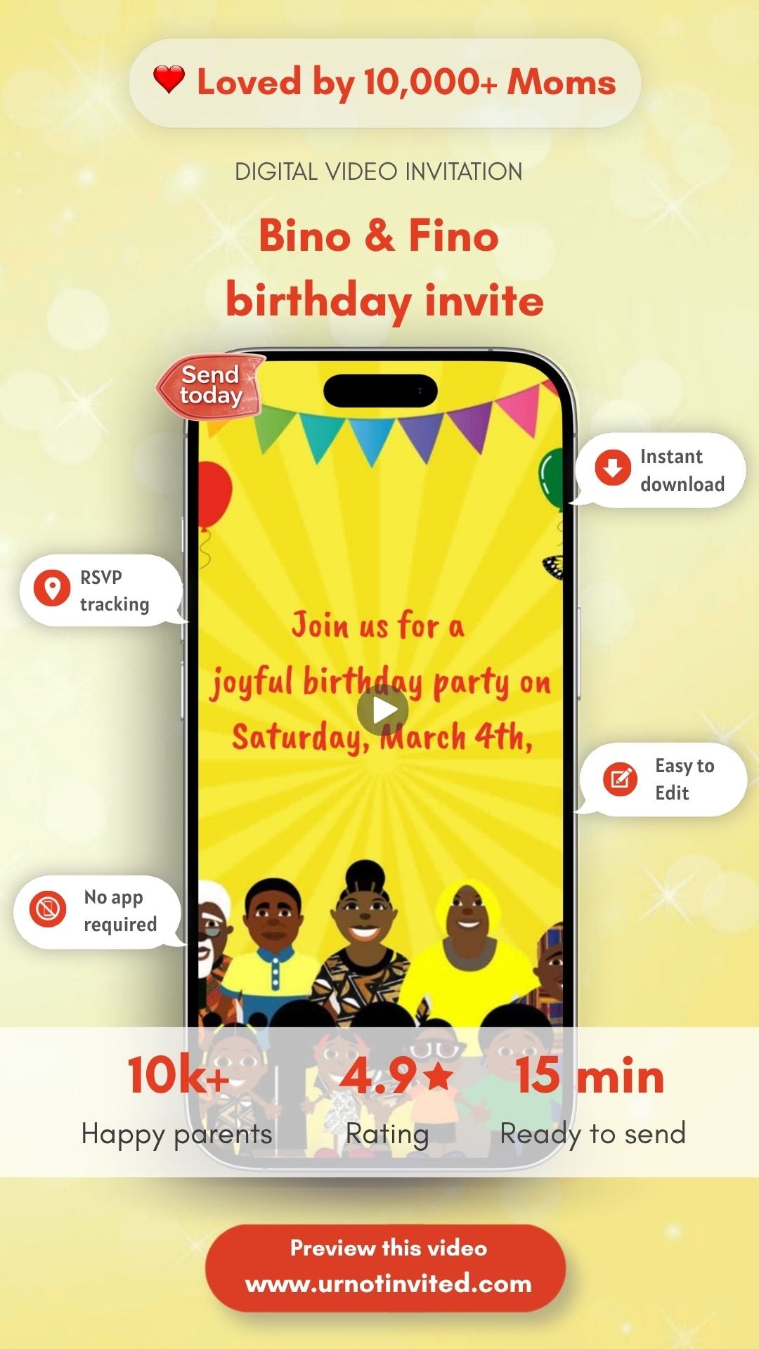 Bino and Fino Birthday Video Invitation - Bino and Fino Theme Invite - Come On Kids Let's Dance Dance Dance! | Canva Template | Instant Download