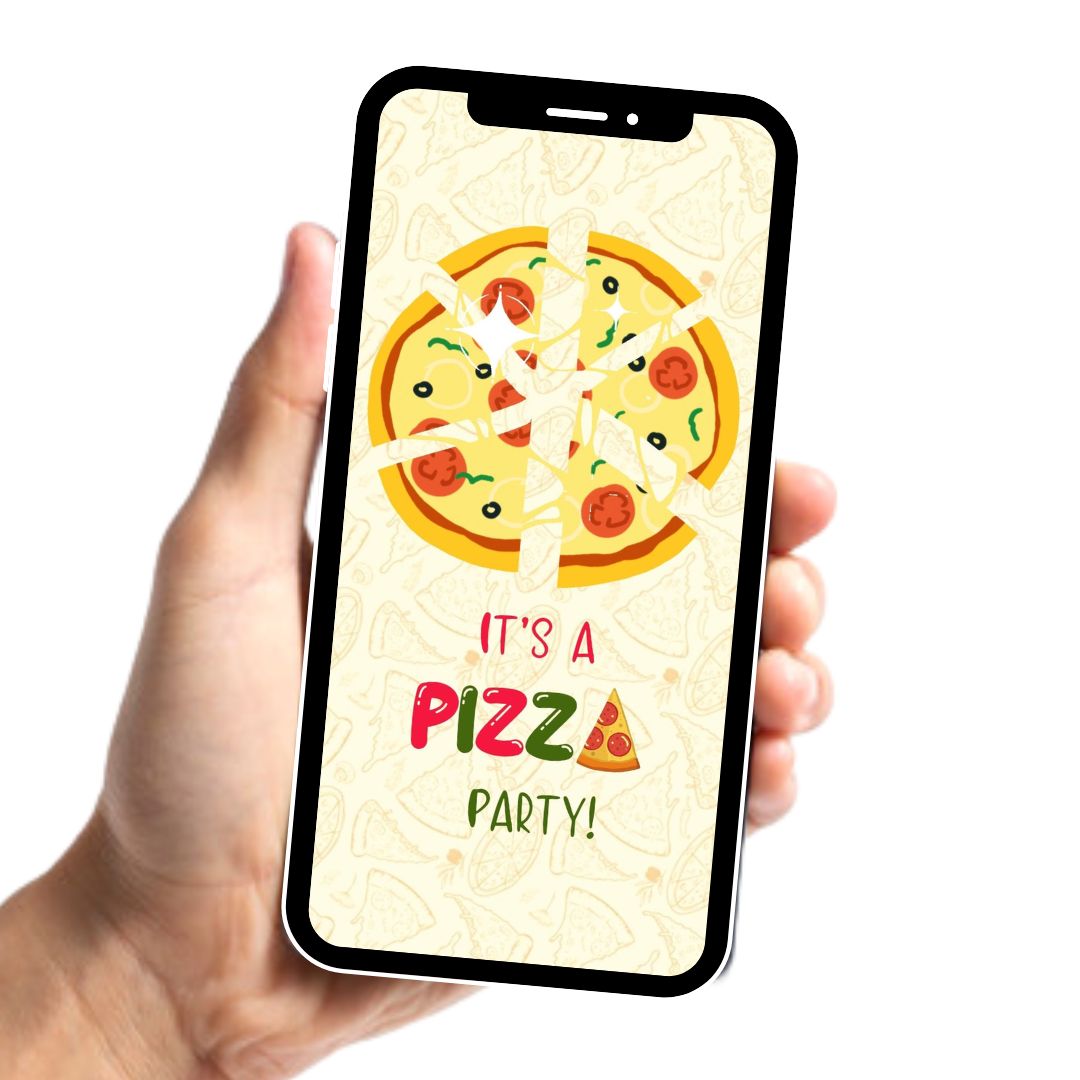 Pizza Video Invitation - Pizza Theme Birthday Party Invite