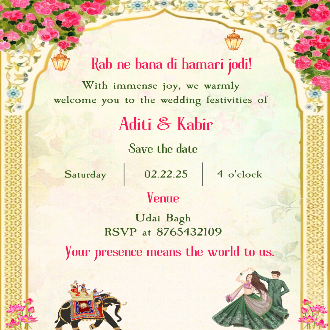 Tarjeta digital de invitación de boda real