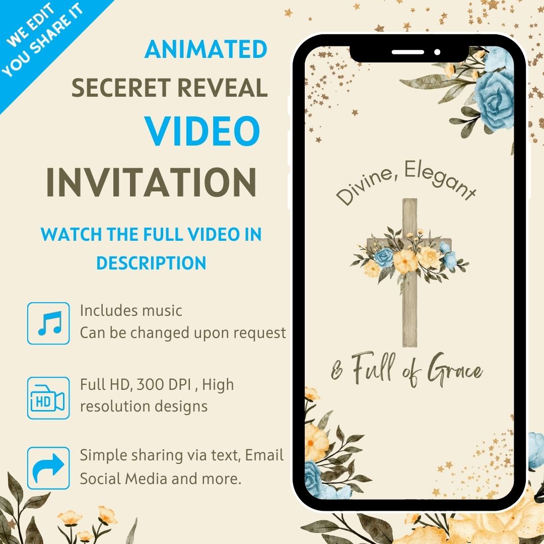Secret Sister Reveal Video Invitation - Secret Reveal Theme Occasion Digital Invite