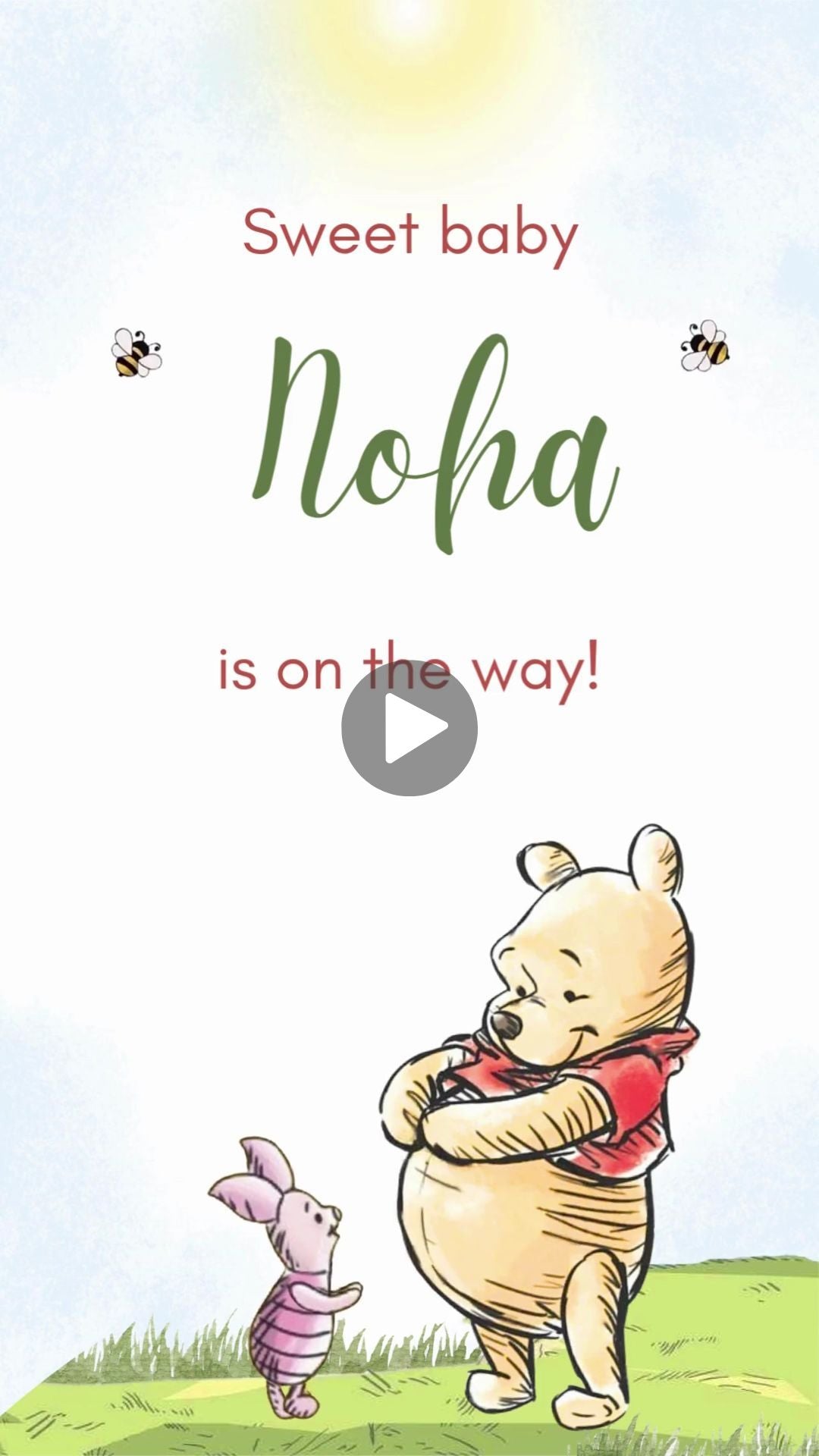 Winnie The Pooh Baby Shower Invite - Sweet Surprise Winnie The Pooh Baby Shower Invitation | Canva Template | Instant Download