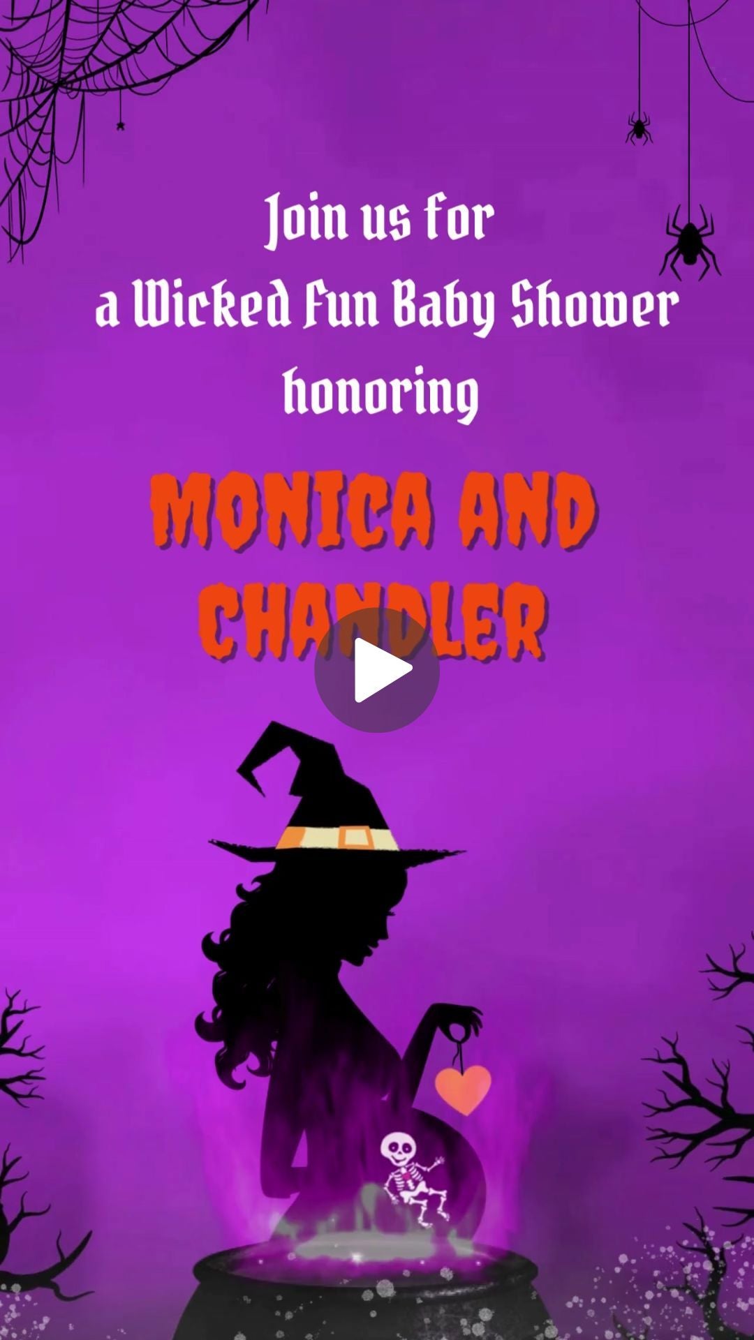 Halloween Witch Baby Shower Animated Video Invitation | Canva Template | Instant Download