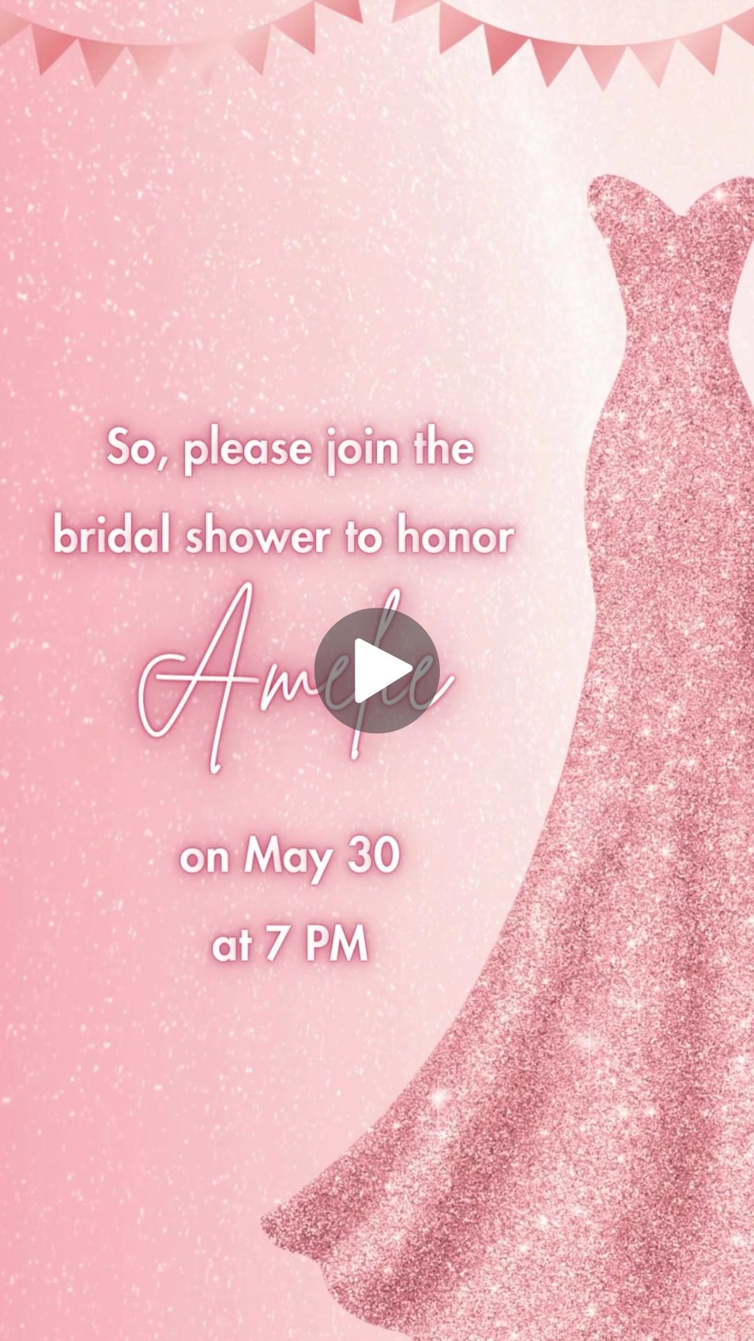 Rose Gold Bridal Shower - Bridal Shower Party Invite | Canva Template | Instant Download