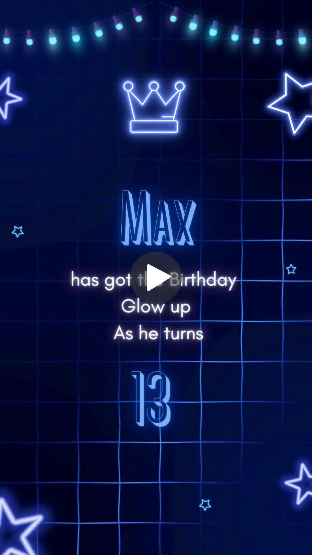 Neon Glow Boy Birthday Video Invitation - Neon Glow Theme Party Invite | Canva Template | Instant Download