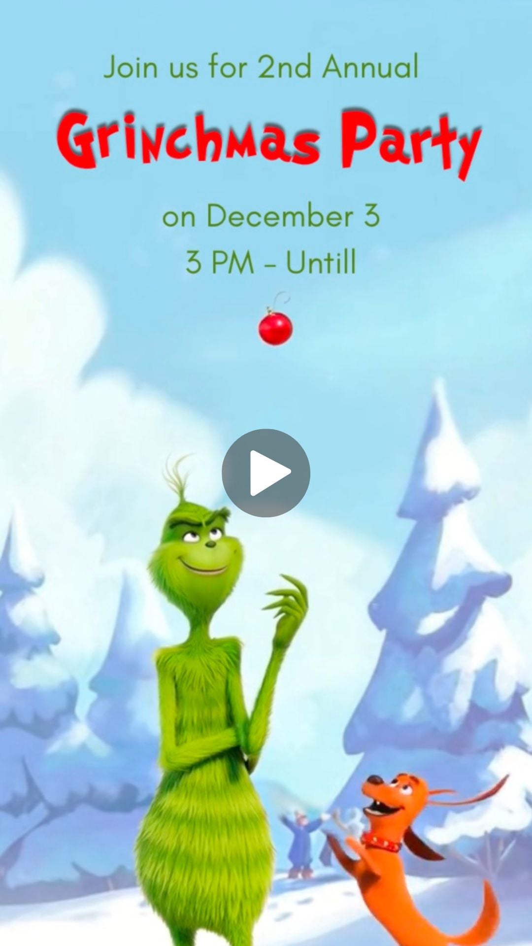 The Grinch Christmas Party Video Invitation -  | Canva Template | Instant Download