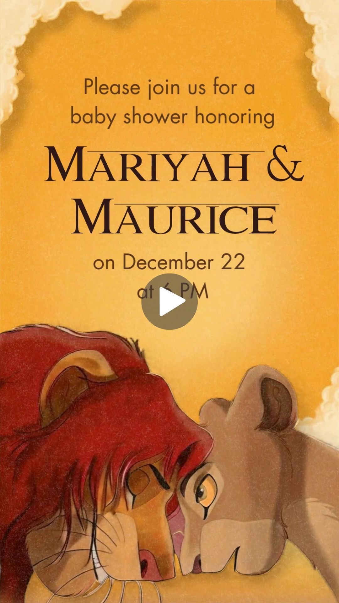 Personalized Lion King Baby Shower Invitation - Simba Baby Shower Animated Invite | Canva Template | Instant Download