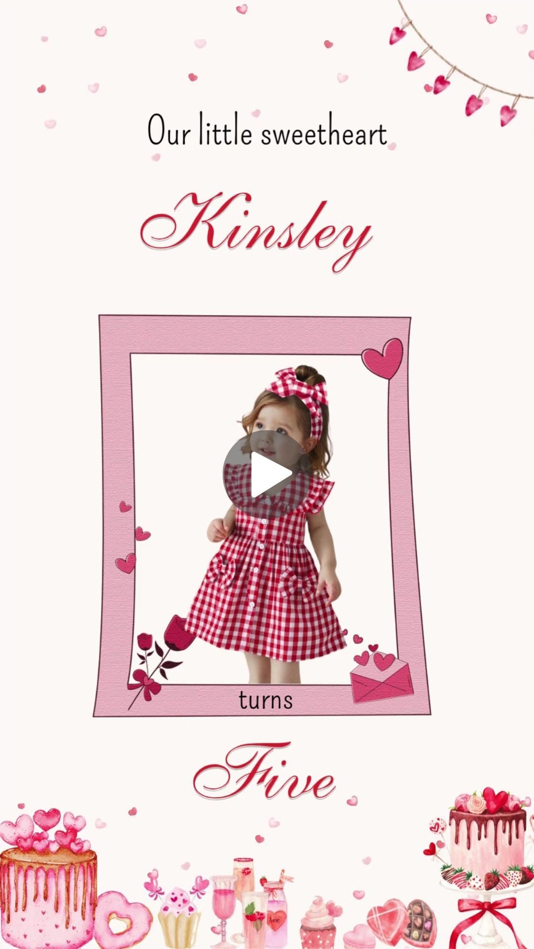Valentine Birthday Video Invitation - Valentine Theme Love Party Heart Invite | Canva Template | Instant Download