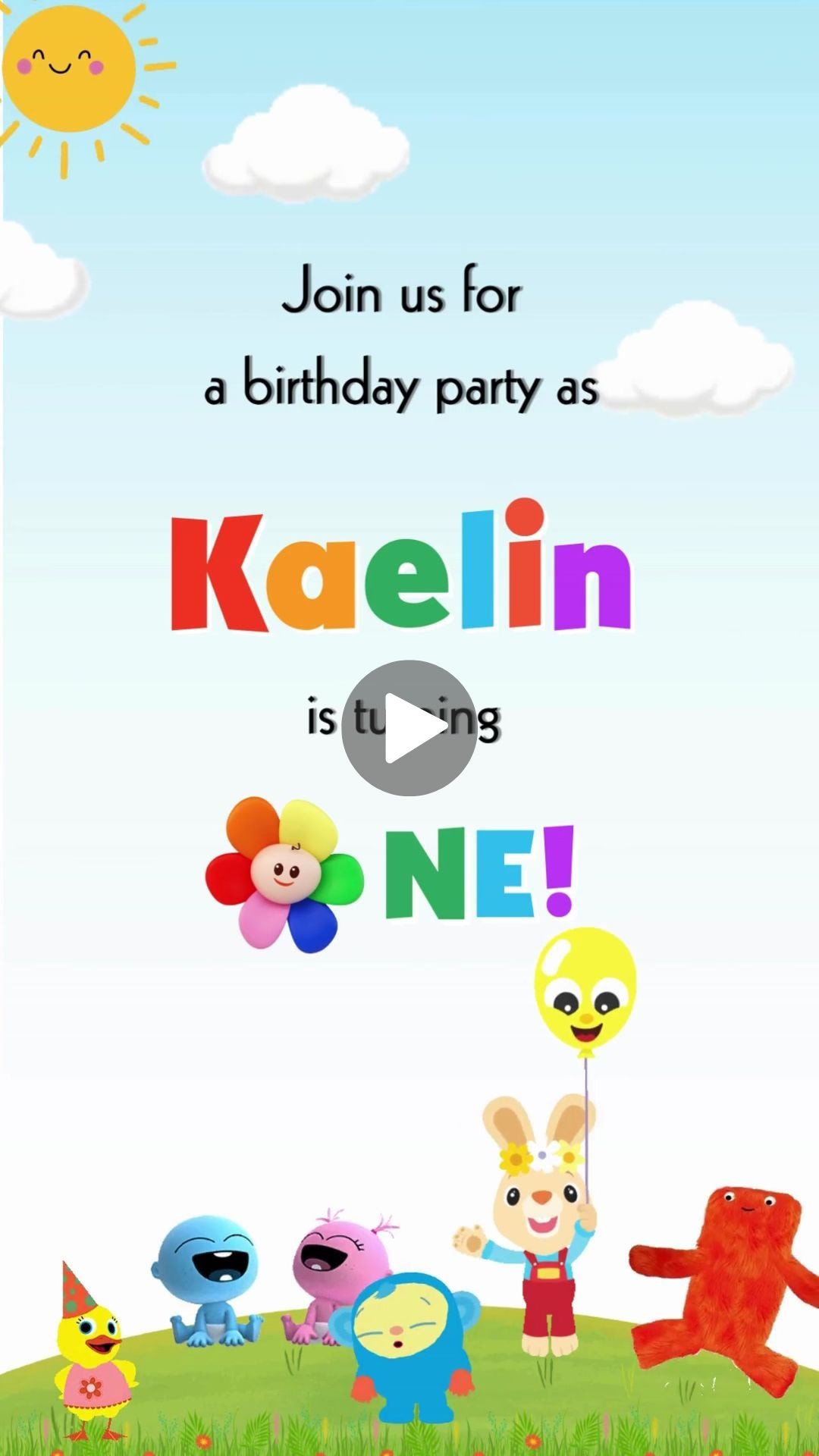 Baby TV Birthday Animated Video Invitation | Canva Template | Instant Download
