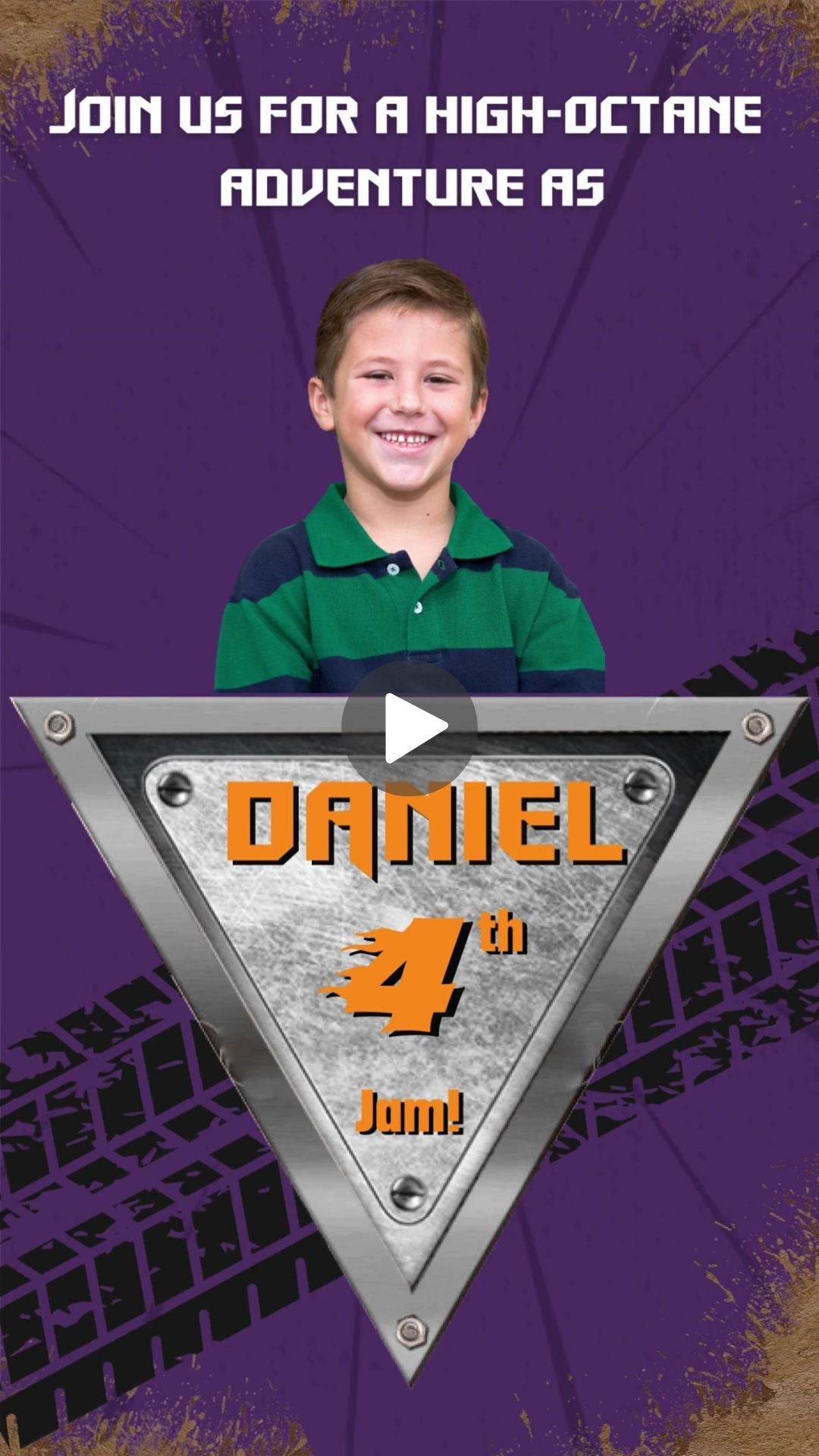 Monster Truck Birthday Video Invitation - Monster Truck Theme Digital Invite | Canva Template | Instant Download