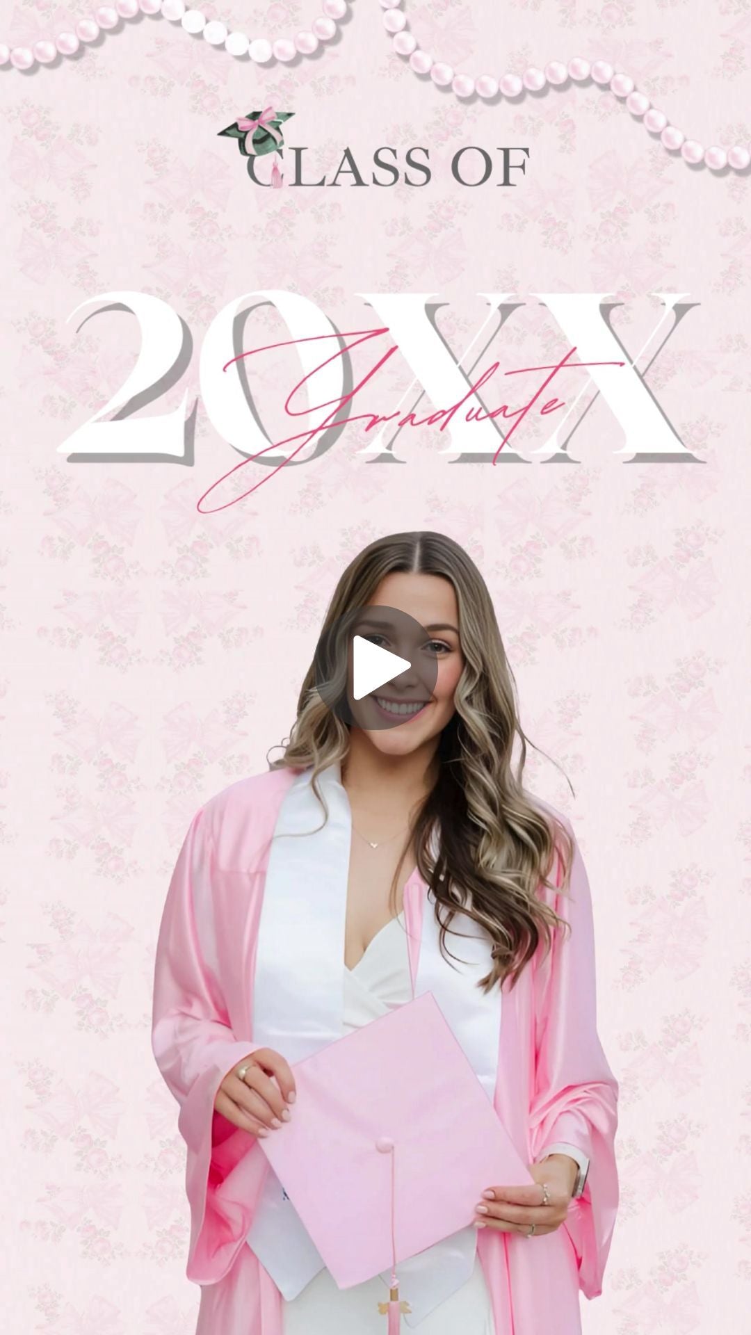 Pink Graduation Video Invitation -  Girly Graduation Party Animated Invitation | Canva Template | Instant Download