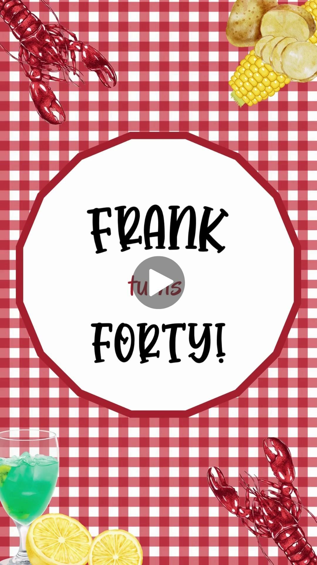 Crawfish Boil Birthday Video Invitation - Crawfish Boil Theme Digital Party Invite  | Canva Template | Instant Download