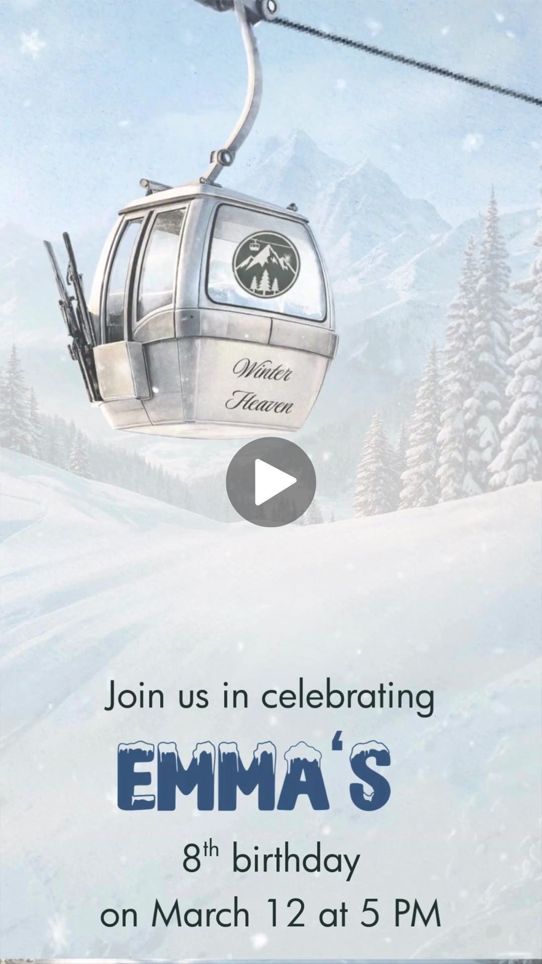 Animated Ski-Theme Birthday Invitation | Luxury Winter Resort - birthday Invitation | Canva Template | Instant Download