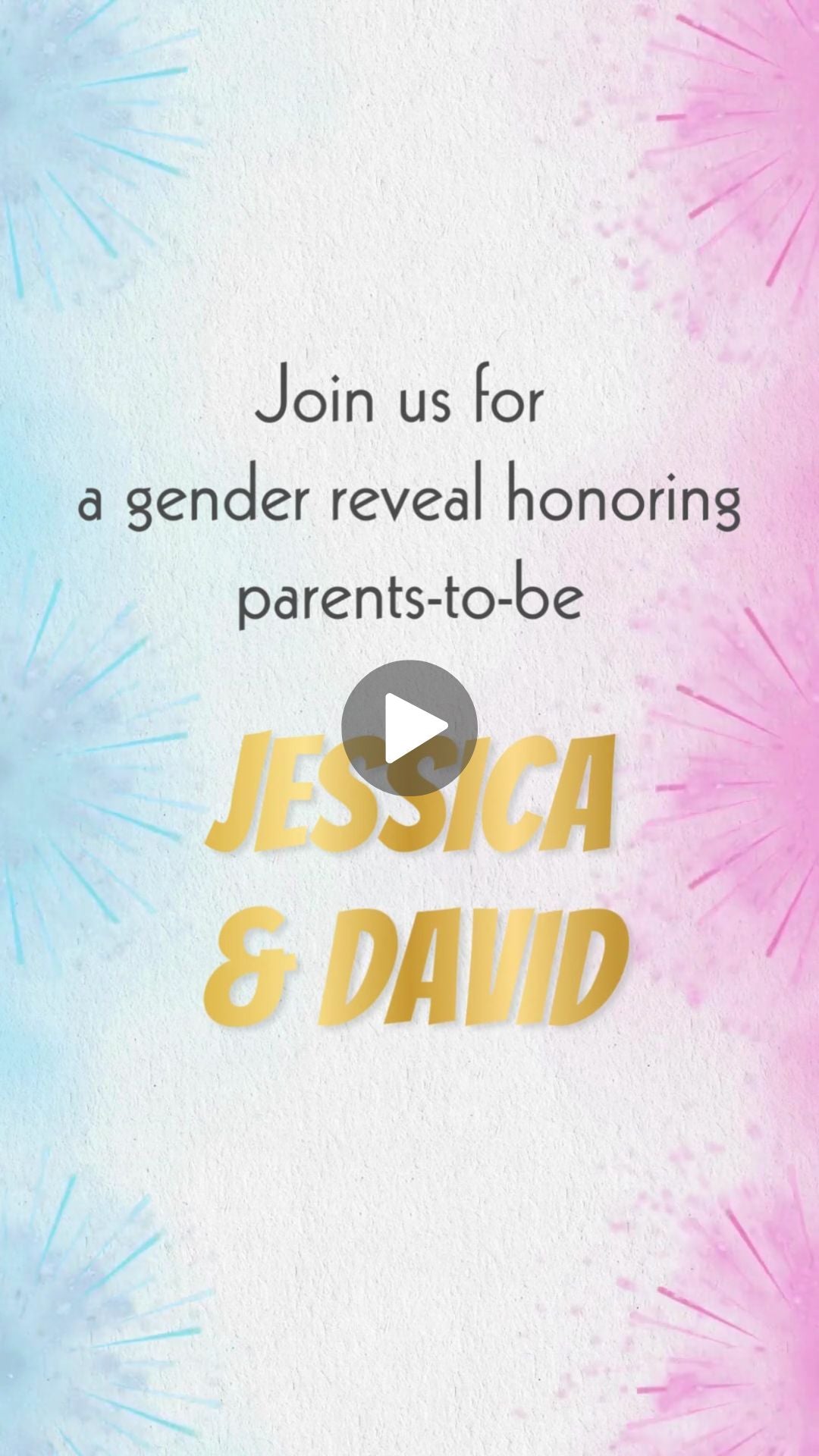 Firework Gender Reveal Video Invitation - Firework Gender Reveal Theme Digital Invite | Canva Template | Instant Download