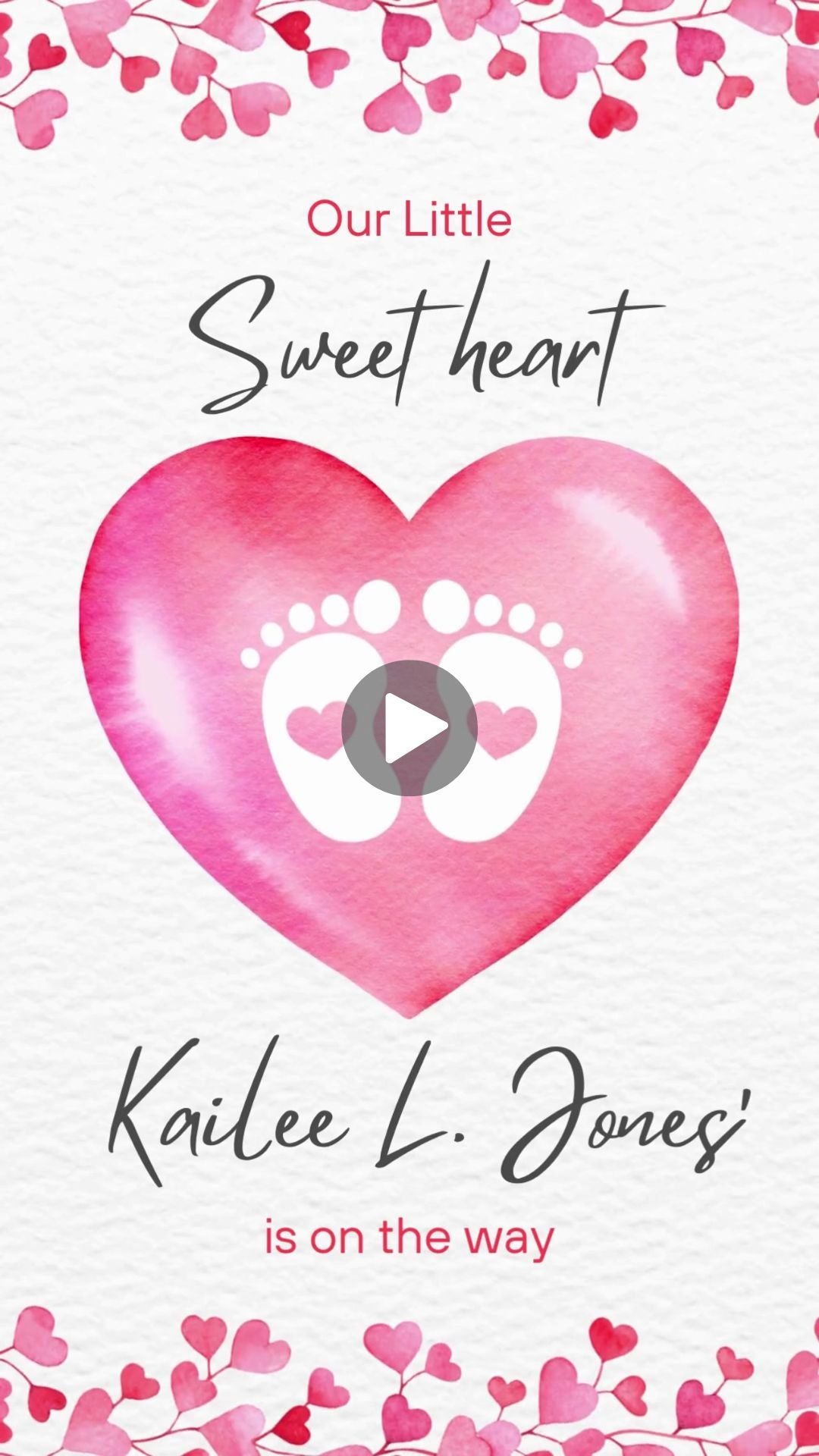 Heart Baby Shower Video Invitation - Our Little Sweet Heart Baby Shower Invite | Canva Template | Instant Download