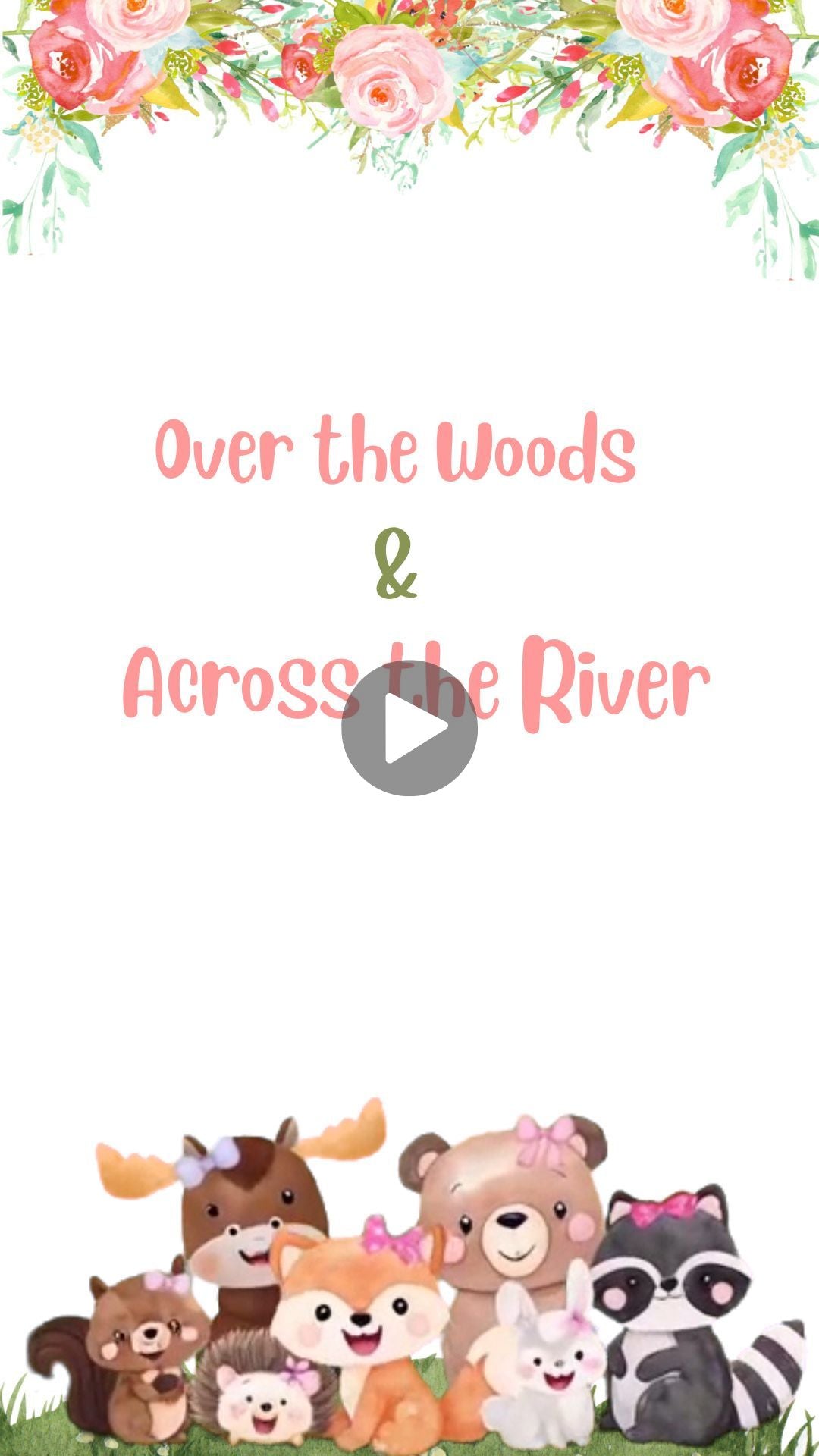 Invitación en vídeo de cumpleaños rosa de animales del bosque - Invitación digital a fiesta temática de animales del bosque