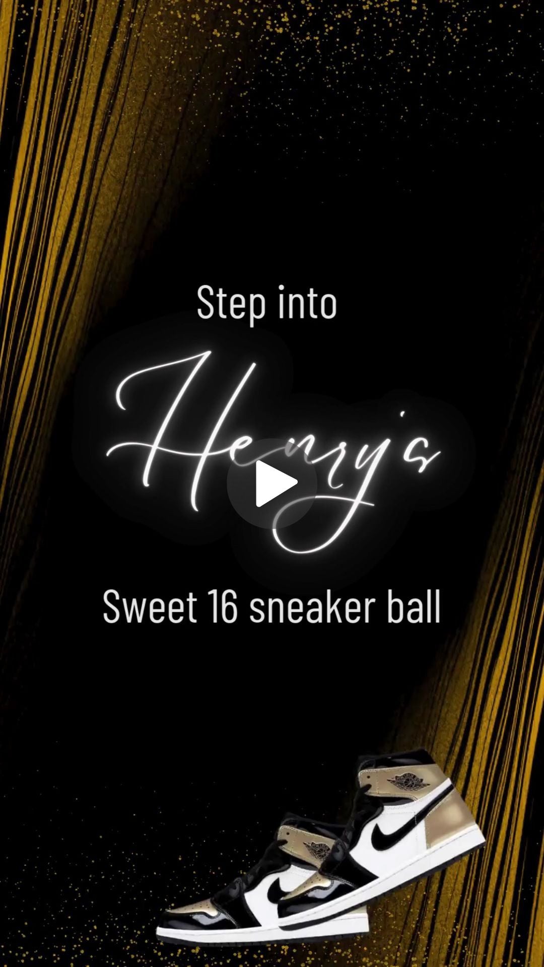 Golden Sneaker Birthday Invitation | Animated Canva Video Template | Instant Download