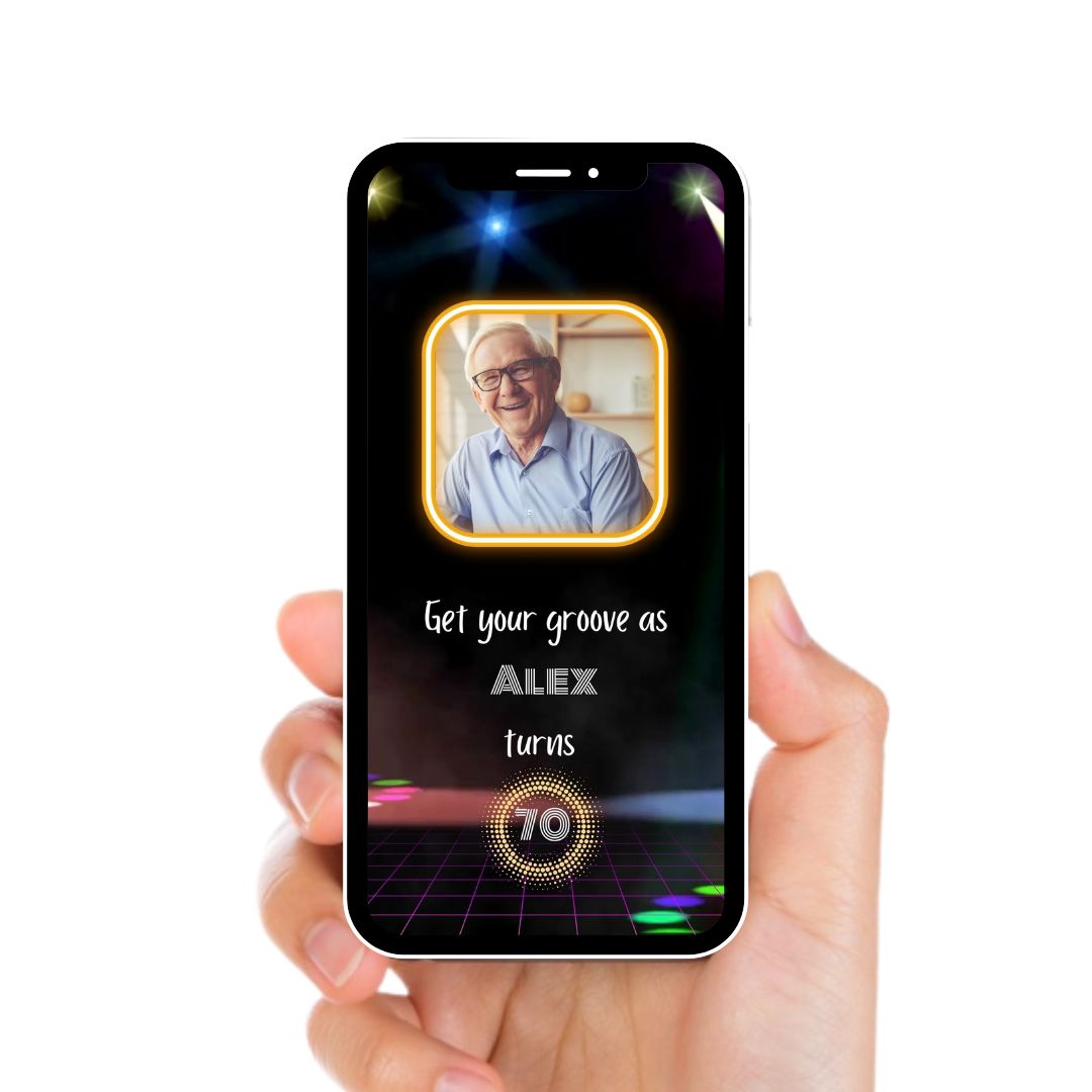 70&#39;s Silver Disco Birthday Video Invitation - Silver Disco Blame It On The Boogie 70&#39;s Disco Theme Invite