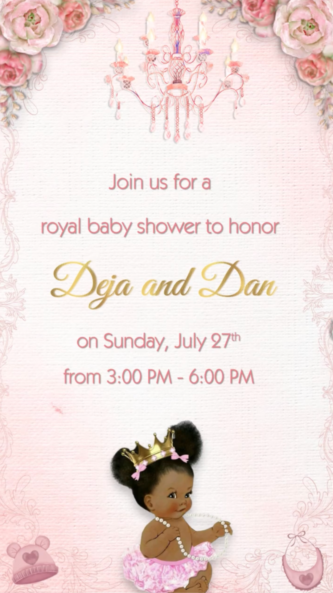 A Little Princess Girl Baby Shower Invitation - A Little Princess Pink Theme Baby Shower Invite