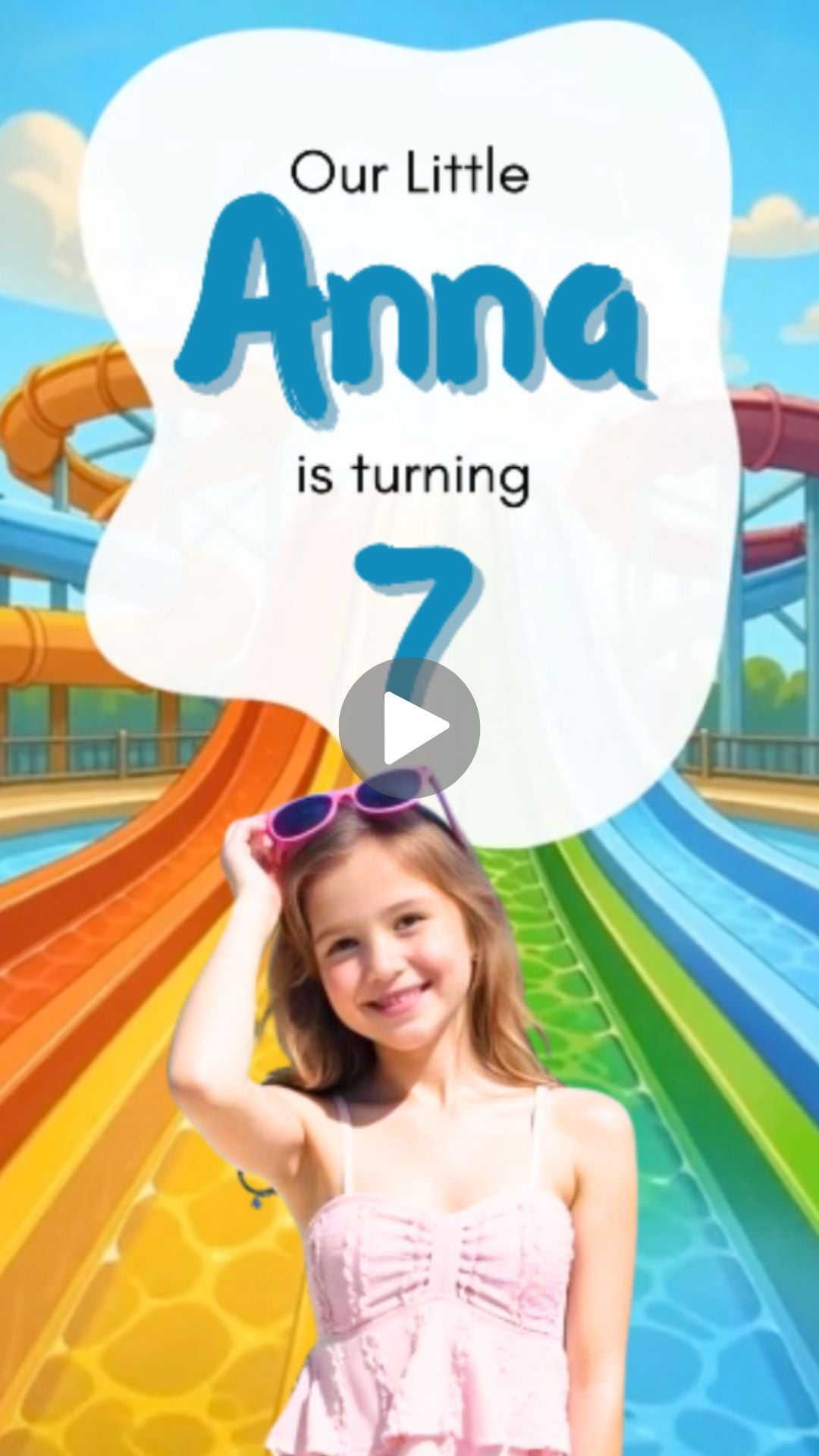 Water park Party Invite - Splish Splash Waterpark Birthday Party Digital Invite | Canva Template | Instant Download