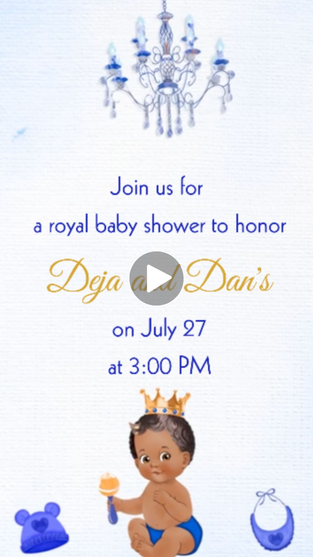 Little Prince Afro Blue Baby Shower Video Invitation - Little Prince Afro Blue Baby Shower Digital Invite  | Canva Template | Instant Download (Copy)