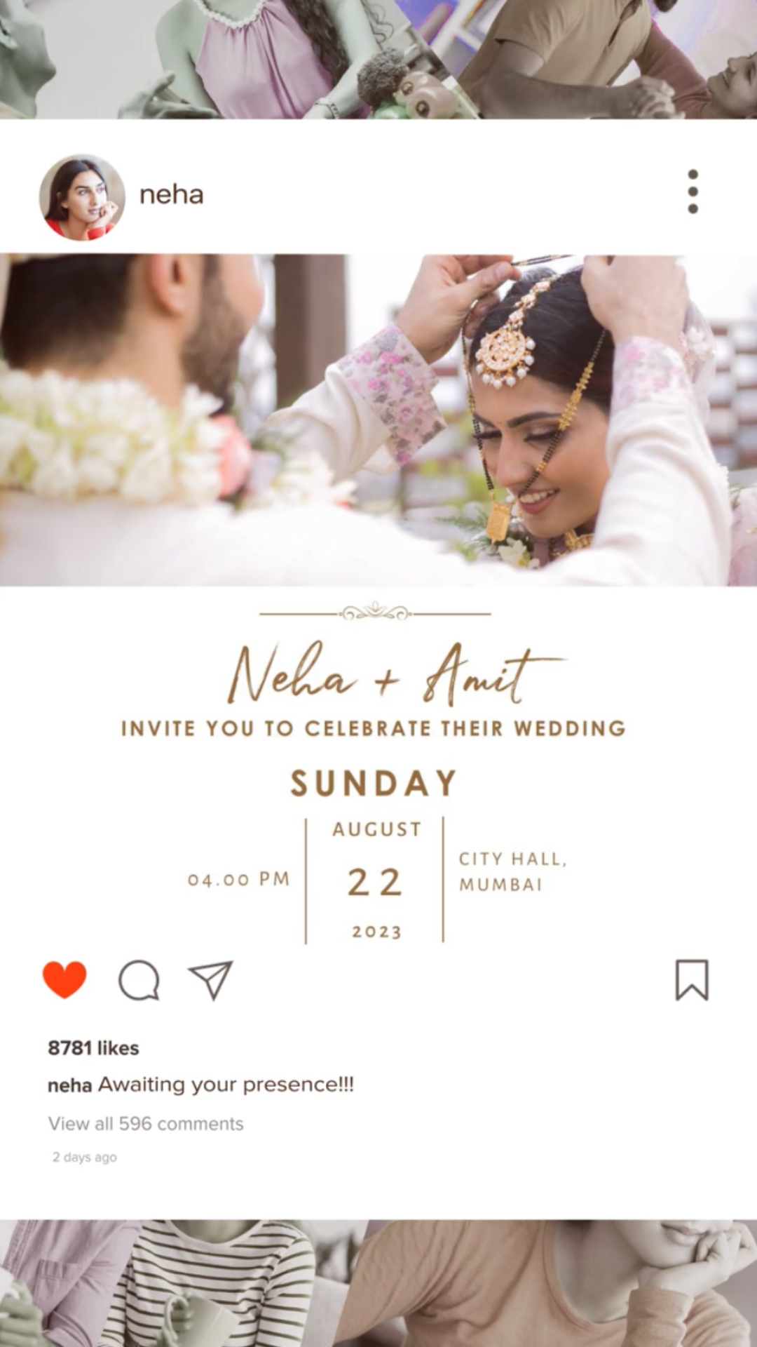 Invitación en vídeo de boda moderna india - Invitación digital de boda india con tema moderno - Reserve la fecha
