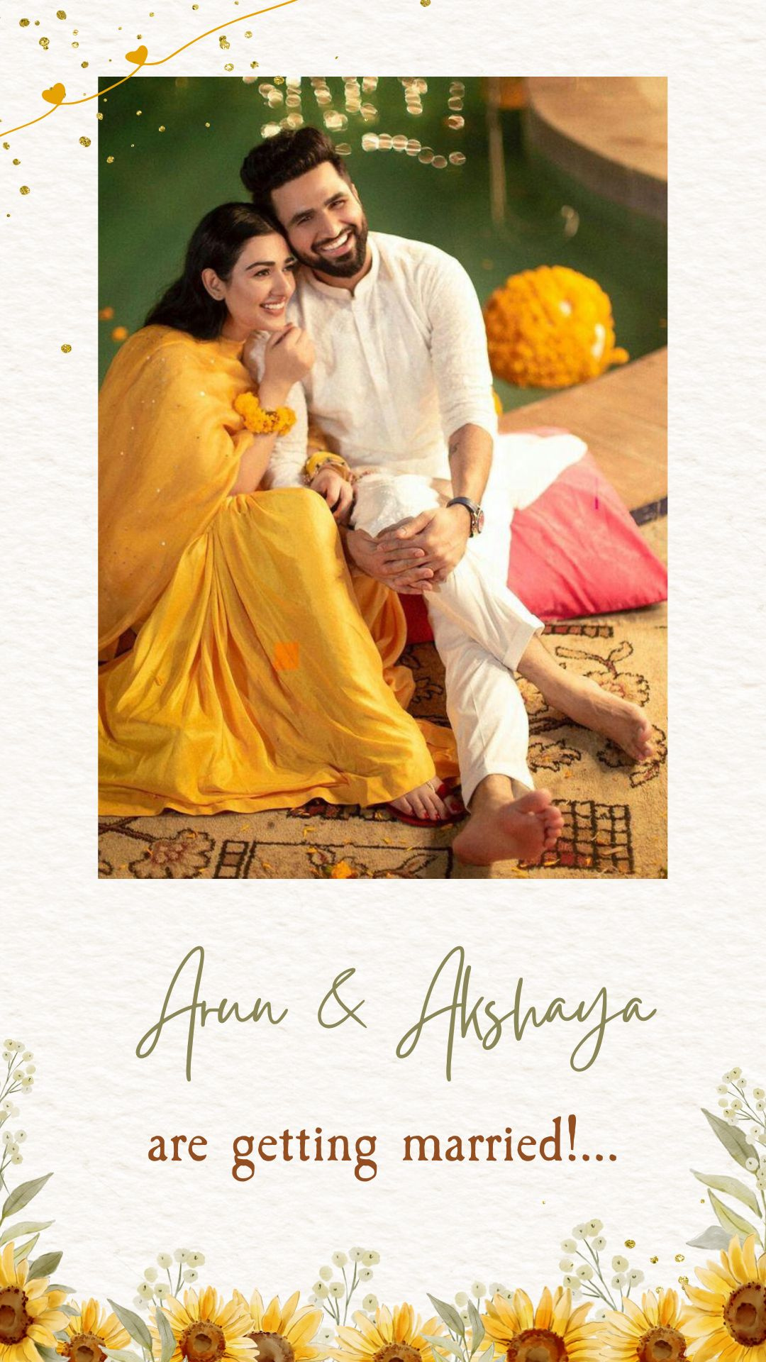 Invitación de boda de girasol indio - Invitación de boda digital con tema de girasol - Reserve la fecha