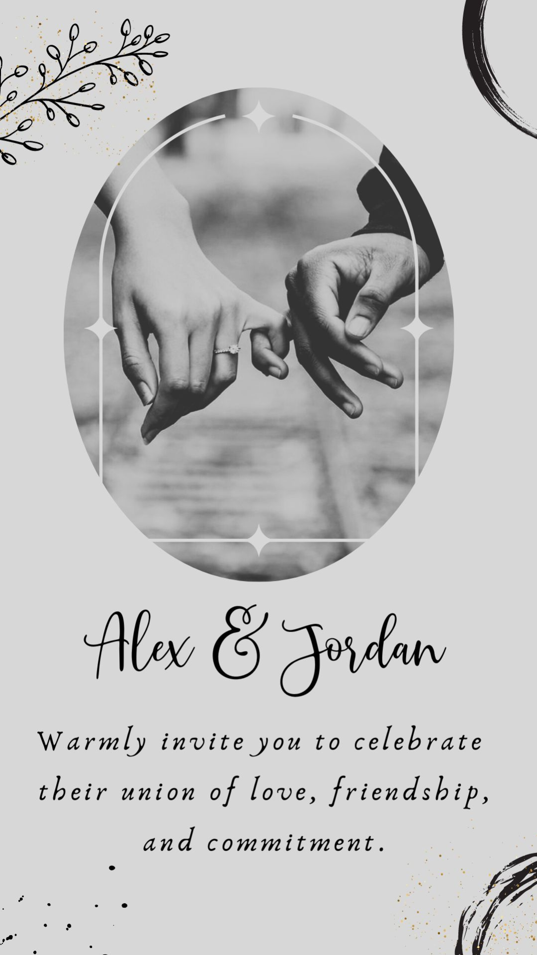 Invitación en vídeo de boda en blanco y negro - Invitación temática de boda en blanco y negro - Reserva la fecha