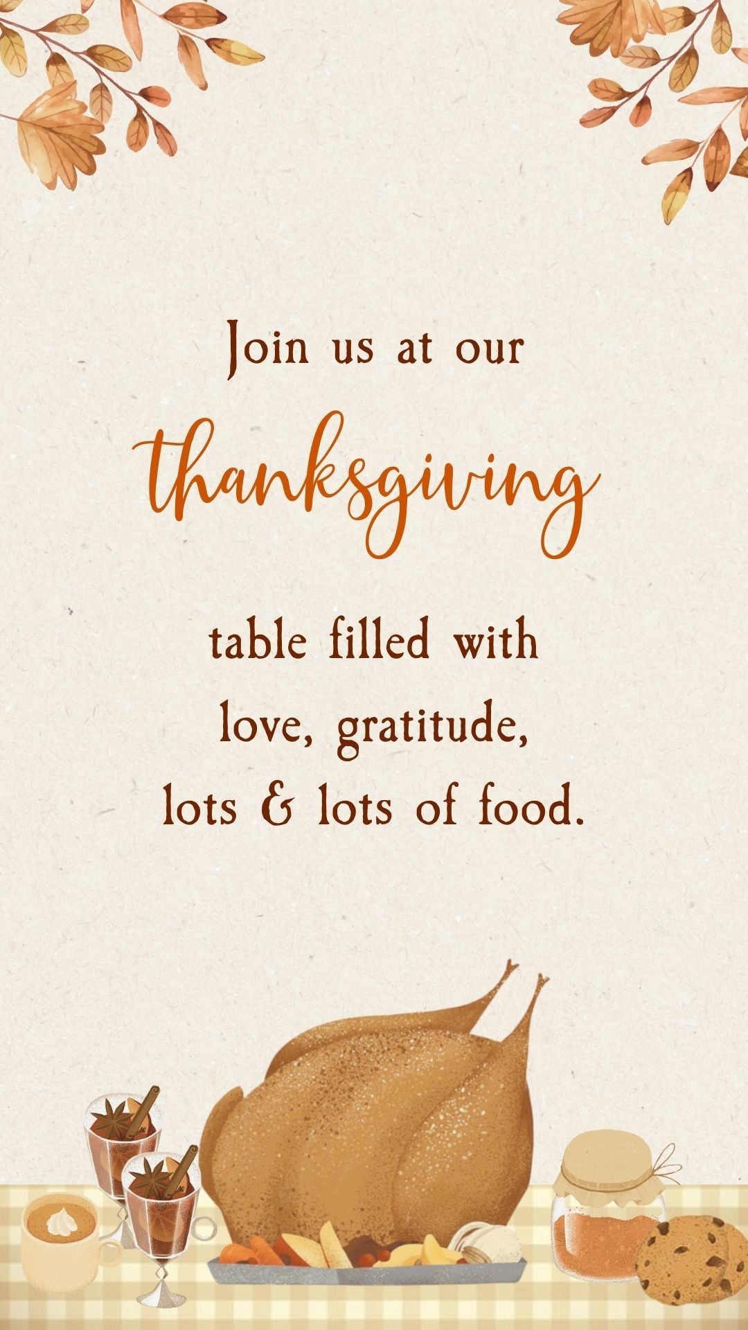 Pequeña invitación en vídeo para la cena de Acción de Gracias - Invitación digital temática de la cena de Acción de Gracias 