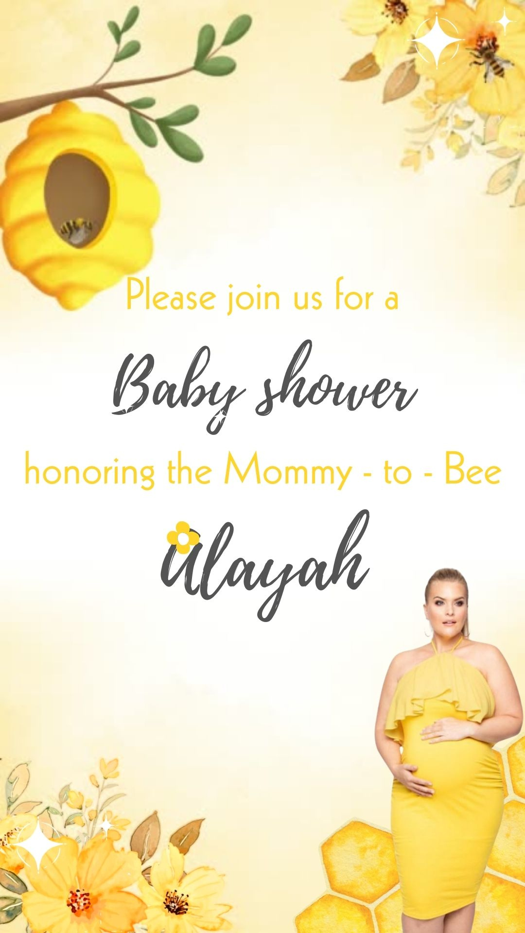Bee Baby Shower Video Invitation - Bumble Bee Shower Invite - Bee Shower Theme Invite