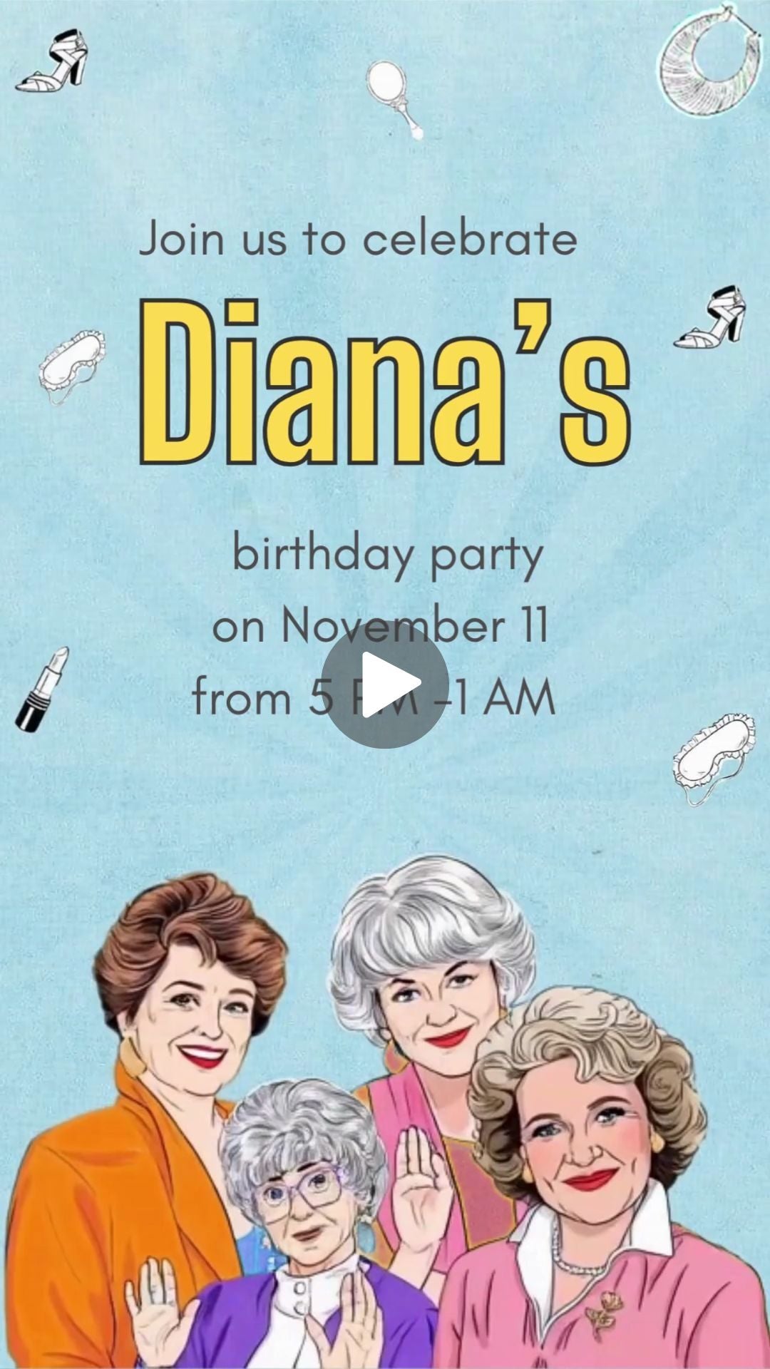 Golden Girls Birthday Animated Video Invitation | Canva Template | Instant Download