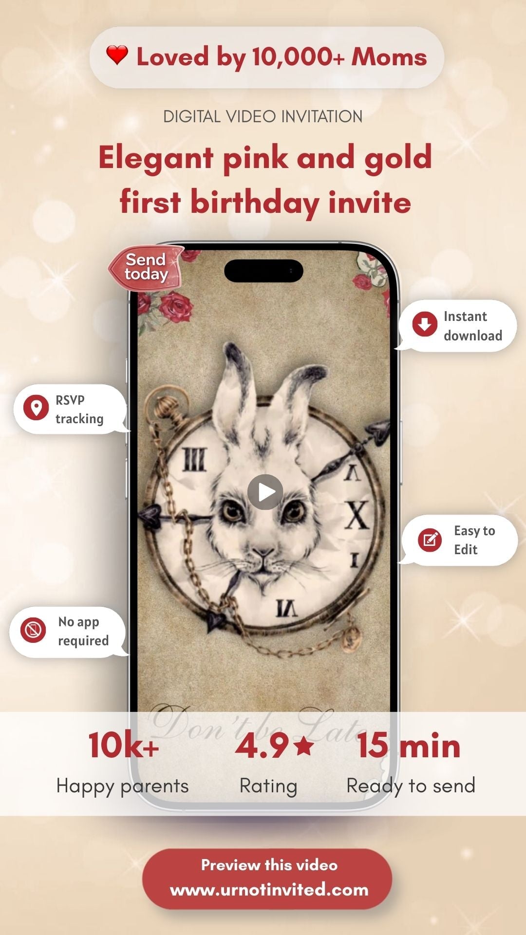 Alice in Wonderland Birthday Invitation - urnotinvitedFirst Birthdayurnotinvitedurnotinvitedvideo onlyAlice in Wonderland Birthday Invitation